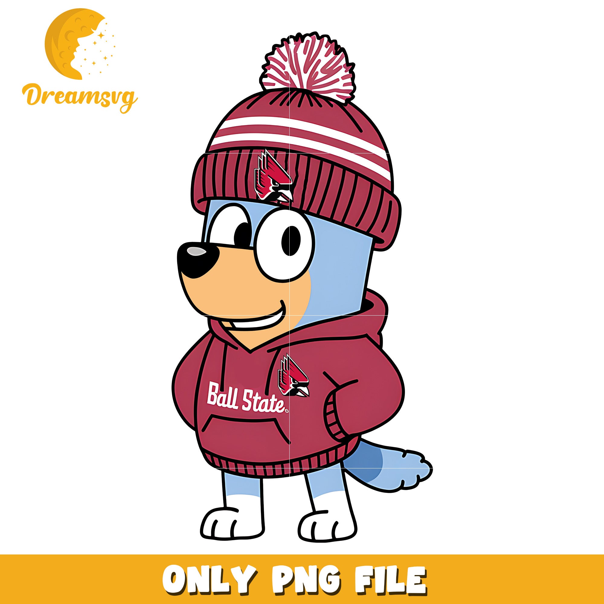 Bluey hoodie logo ncaa png, Ball State Cardinals png, ncaa png