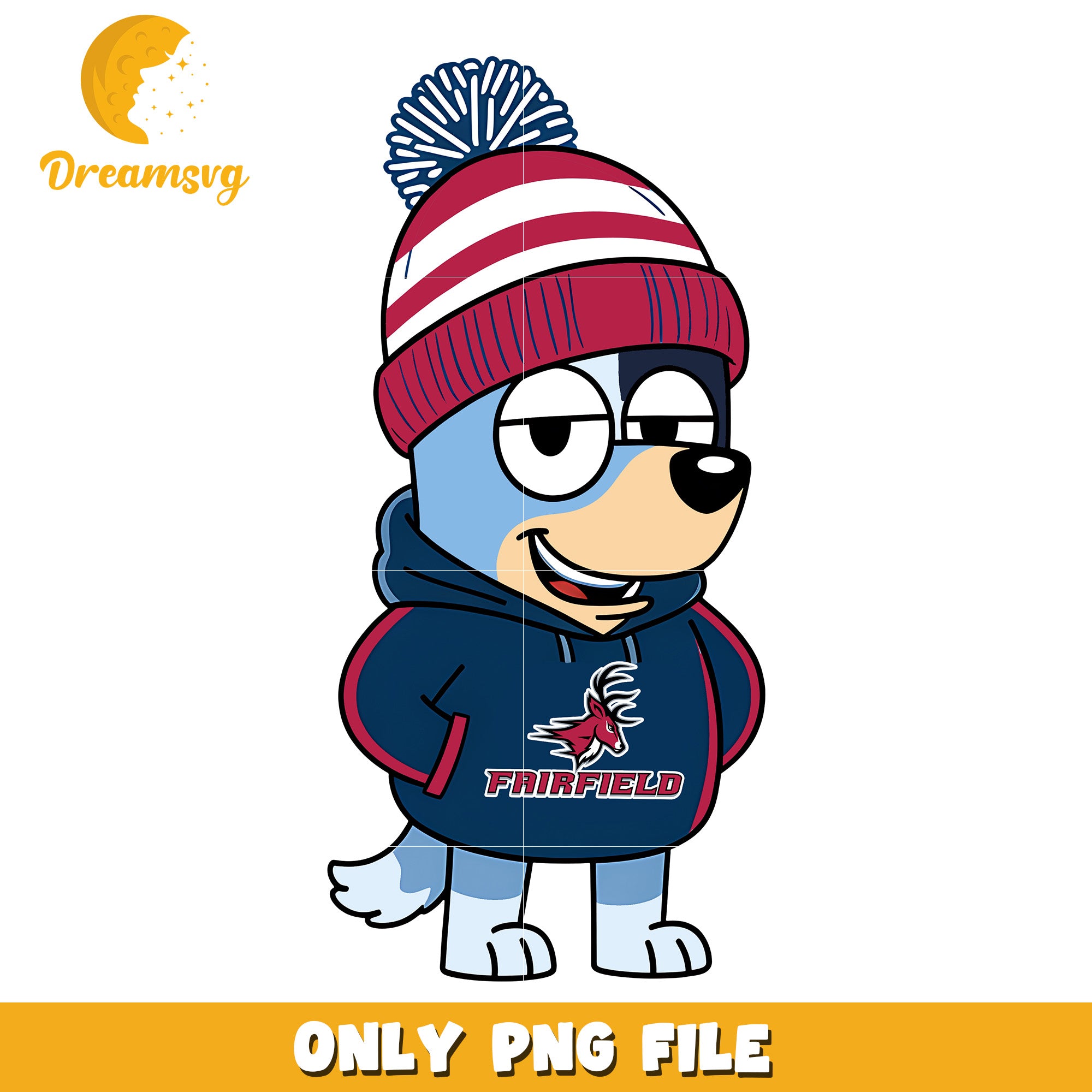 Bluey hoodie logo ncaa png, Fairfield Stags png, ncaa png
