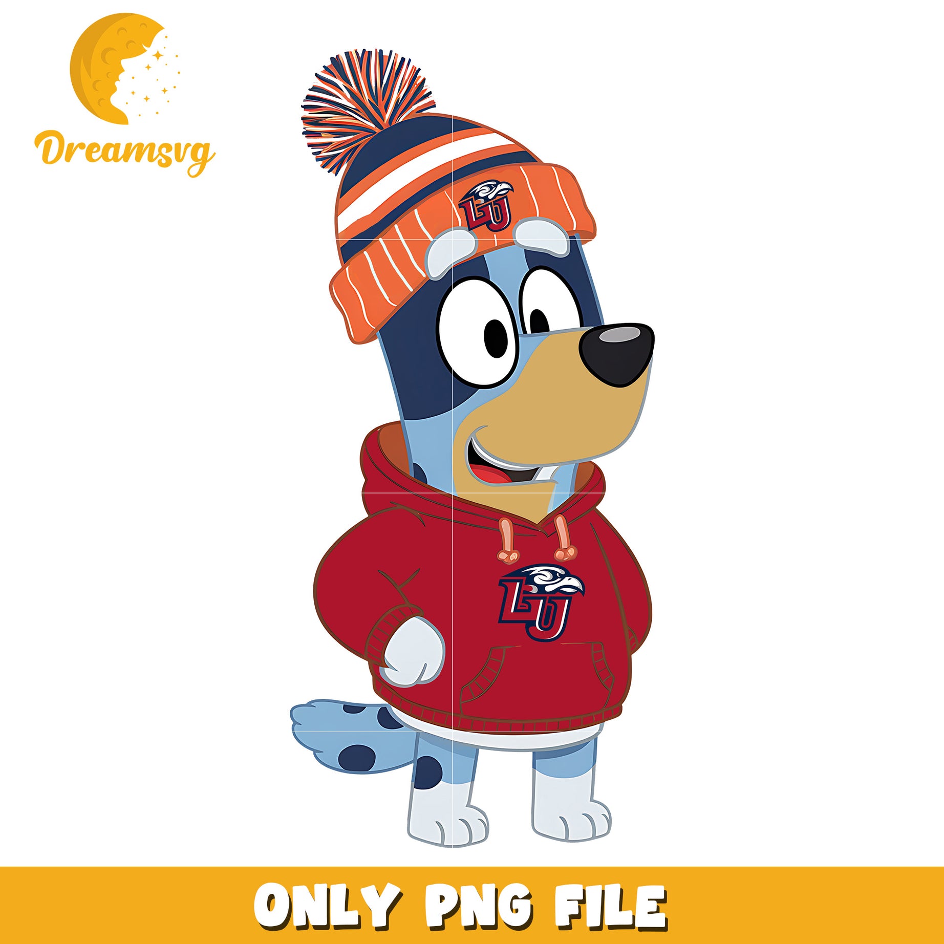 Bluey hoodie logo ncaa png, Liberty Flames png, ncaa png