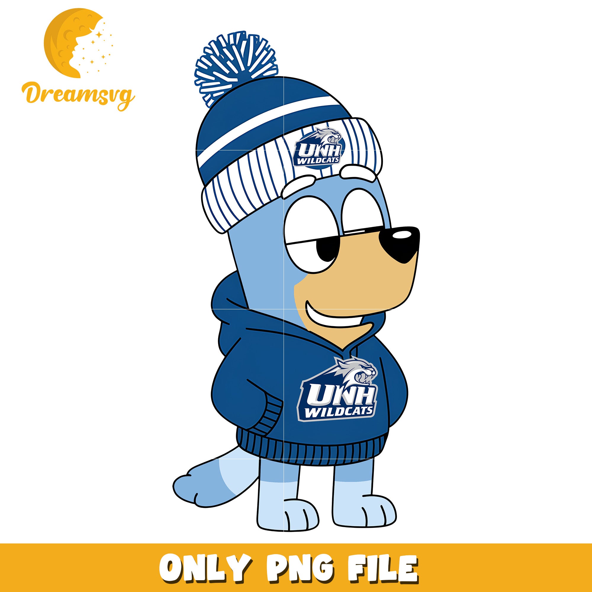Bluey hoodie logo ncaa png, New Hampshire Wildcats png, ncaa png