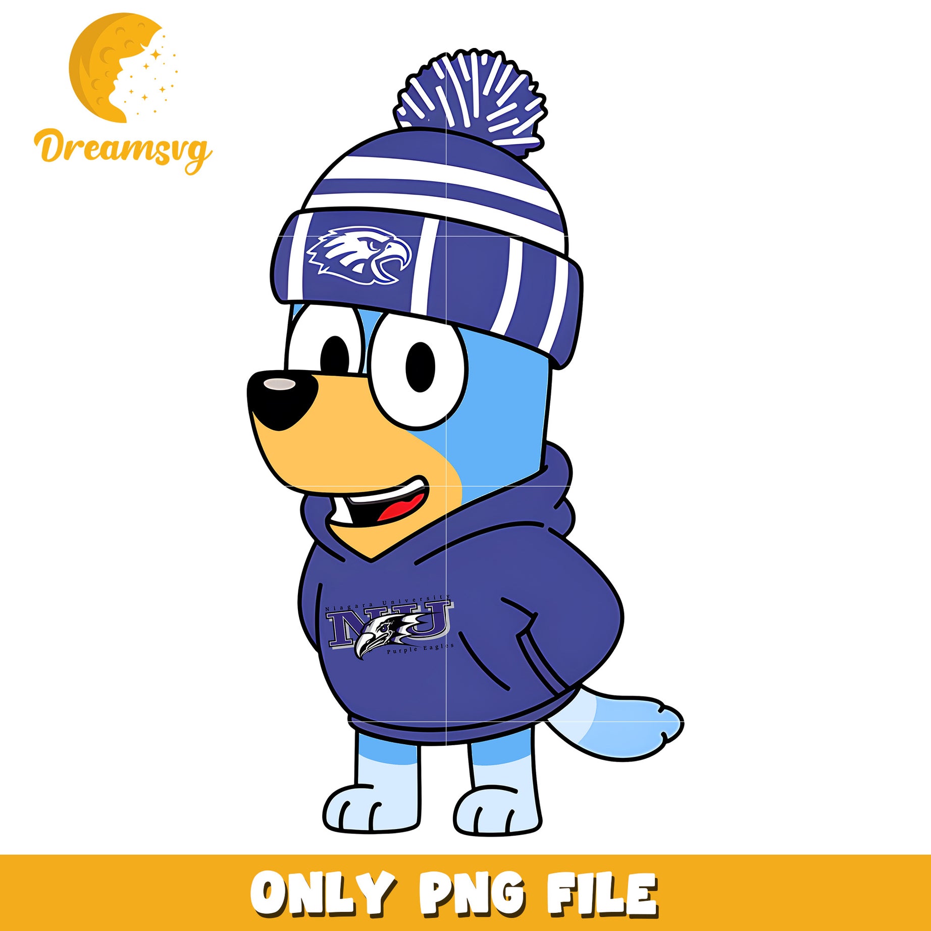 Bluey hoodie logo ncaa png, Niagara Purple Eagles png, ncaa png