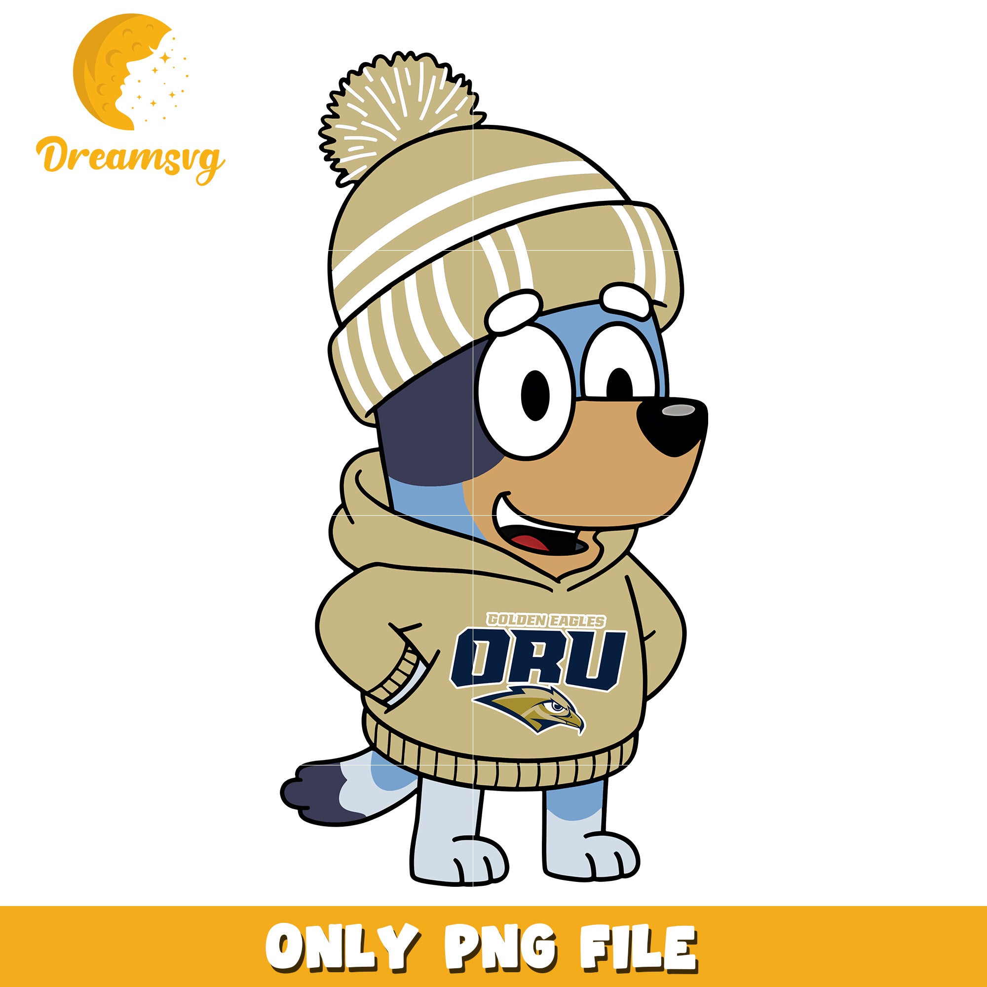 Bluey hoodie logo ncaa png, Oral Roberts Golden Eagles png, ncaa png