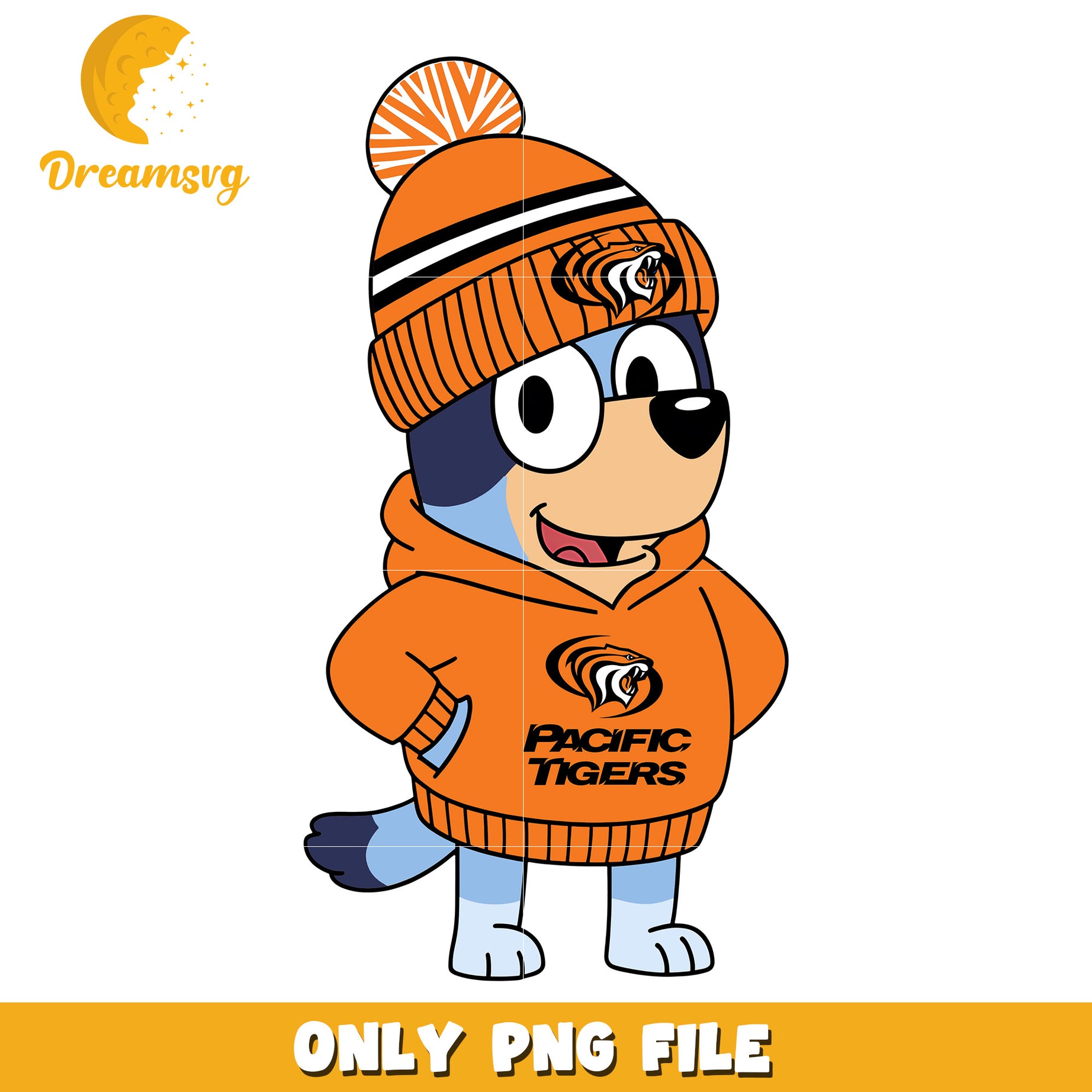 Bluey hoodie logo ncaa png, Pacific Tigers png, ncaa png