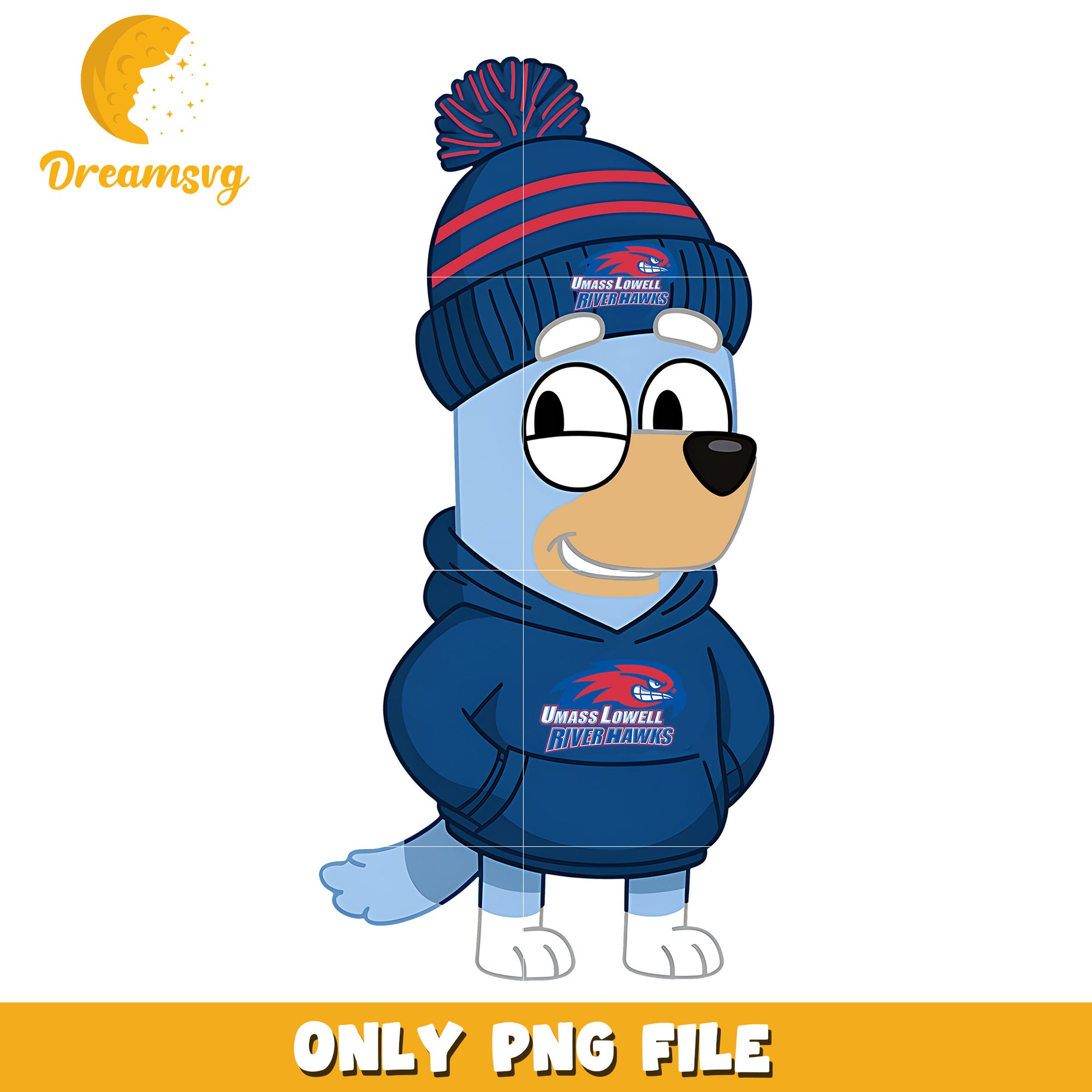 Bluey hoodie logo ncaa team png, UMass Lowell River Hawks png