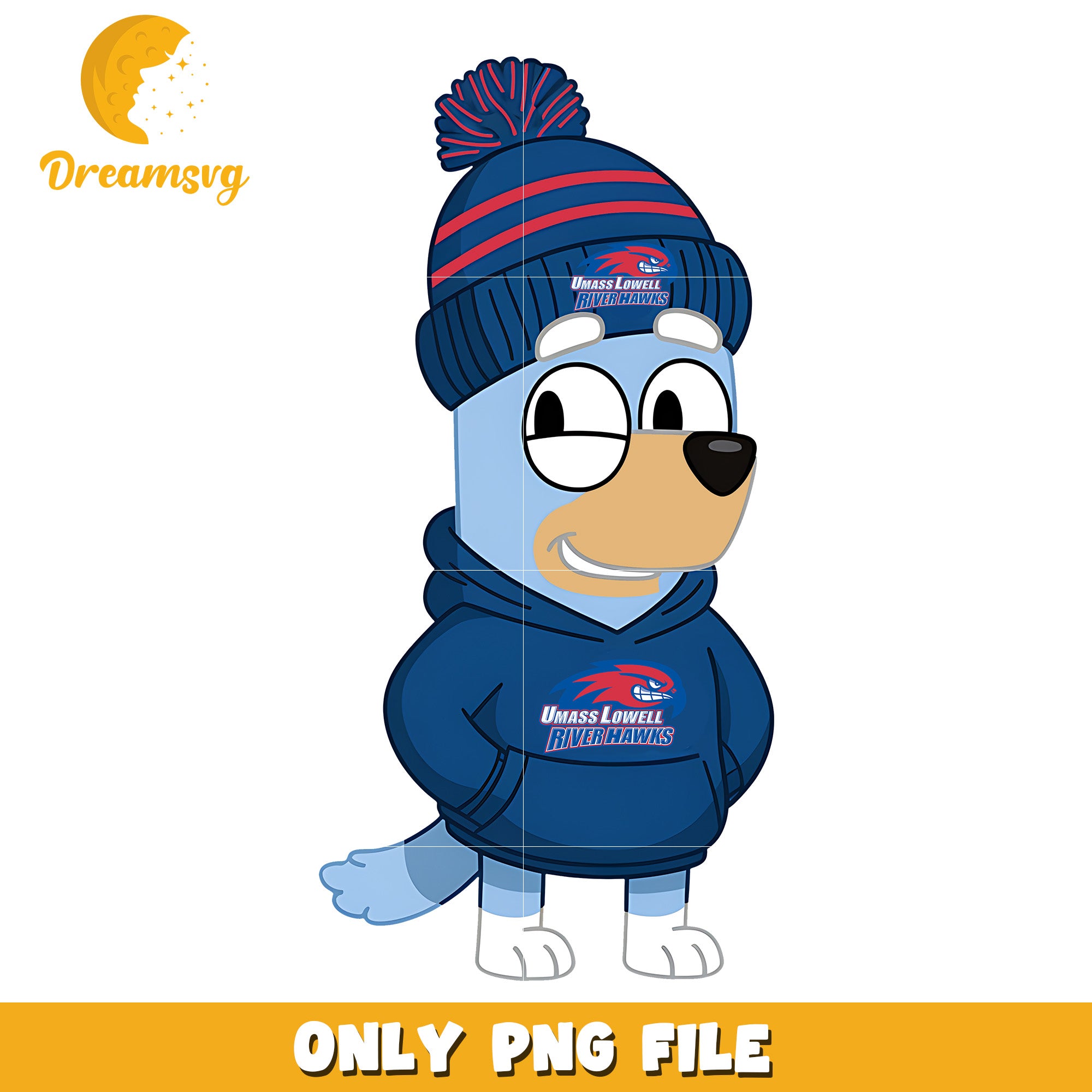 Bluey hoodie logo ncaa team png, UMass Lowell River Hawks png