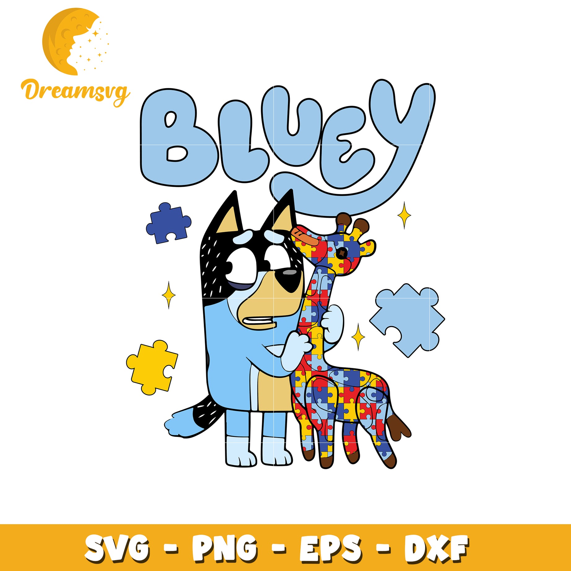 Bluey hug giraffe svg, autism awareness svg, bluey cartoon svg