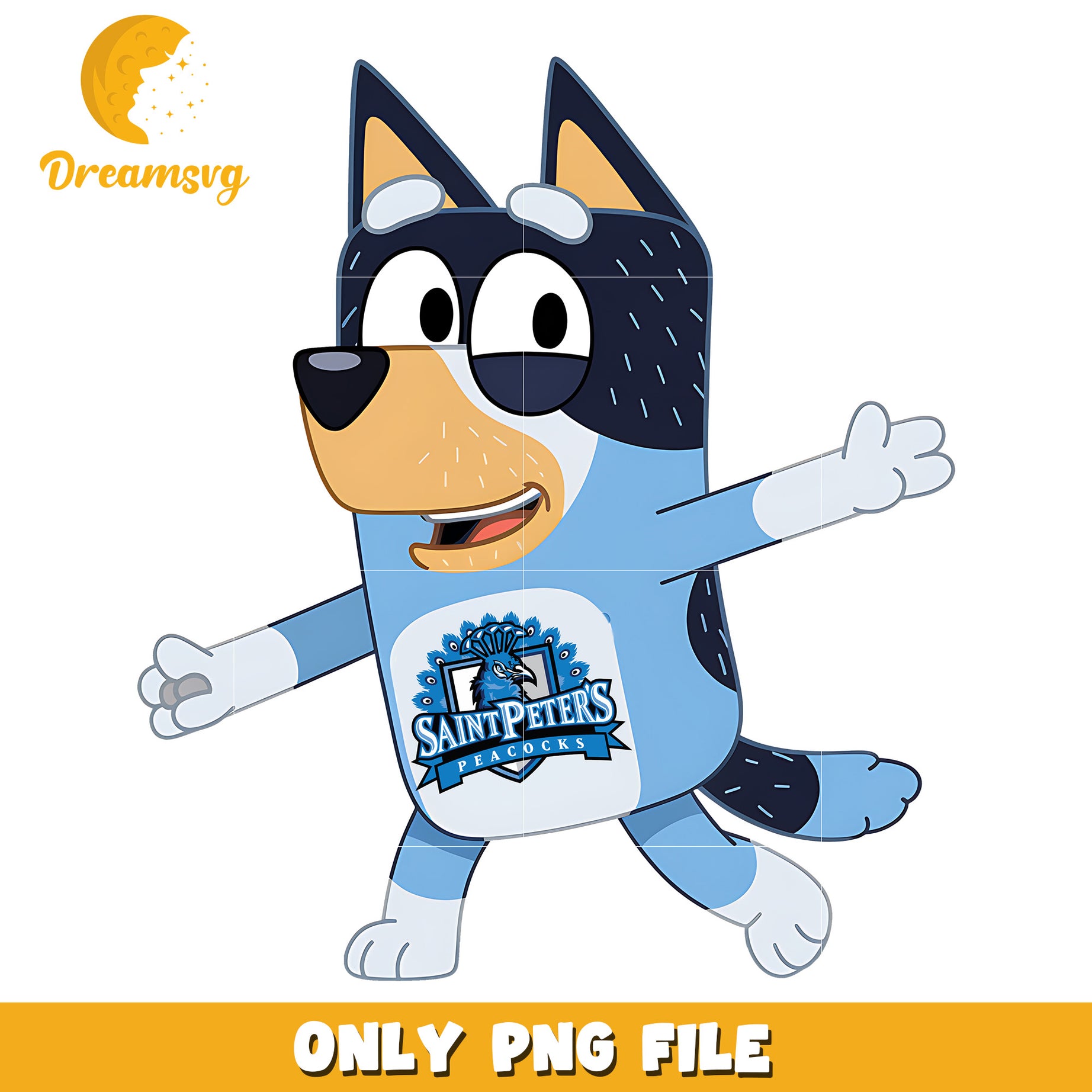 Bluey logo team design png, Saint Peter's Peacocks png, ncaa png