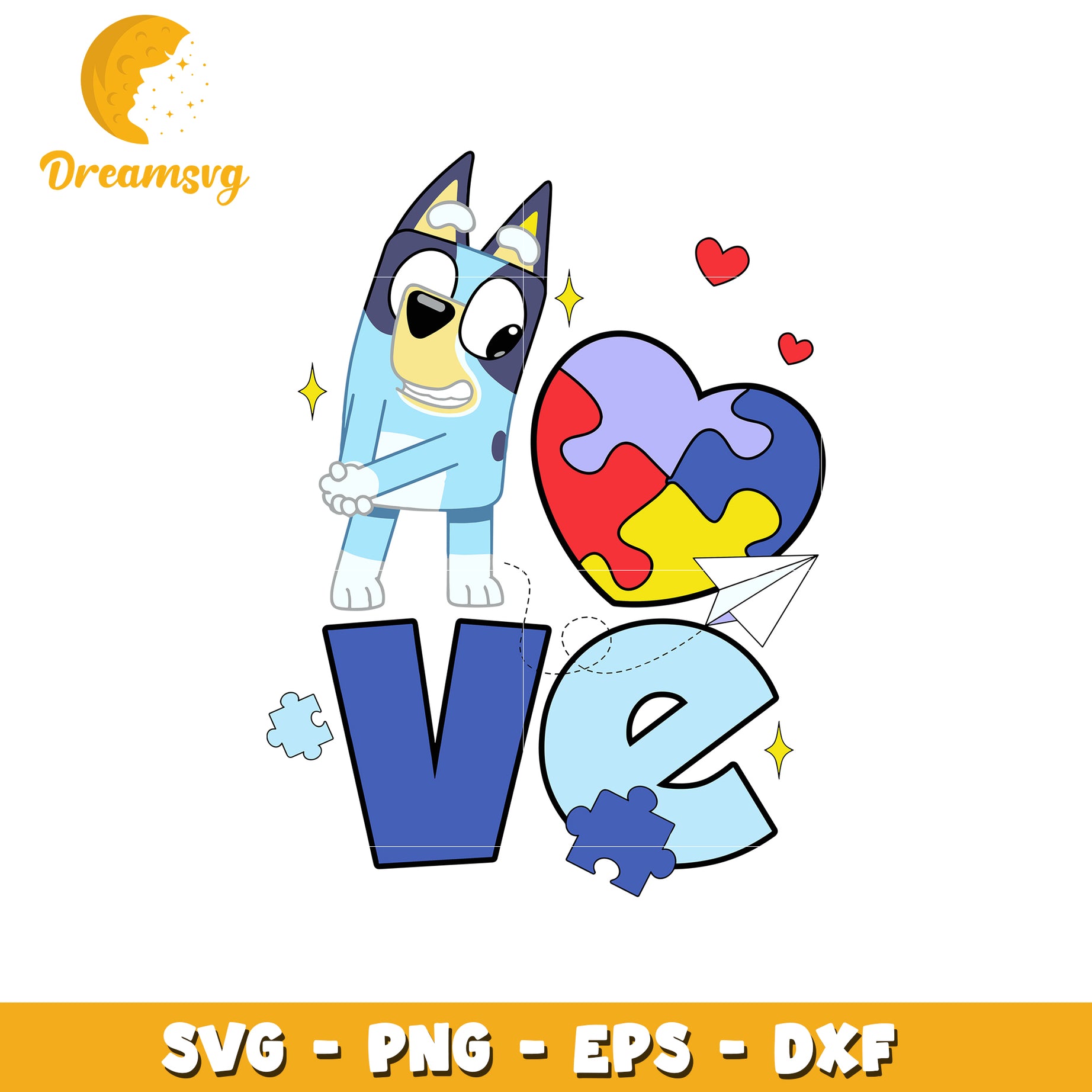 Bluey love autism svg, bluey character svg, autism awareness svg