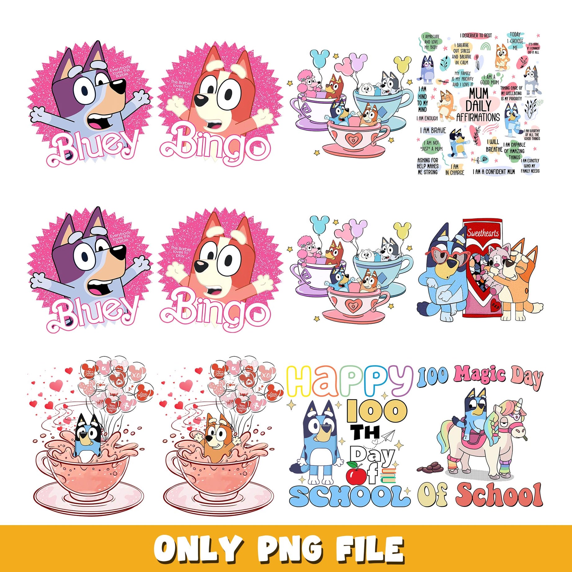 Bluey And friends love  png, Bluey bundle png, cartoon png  