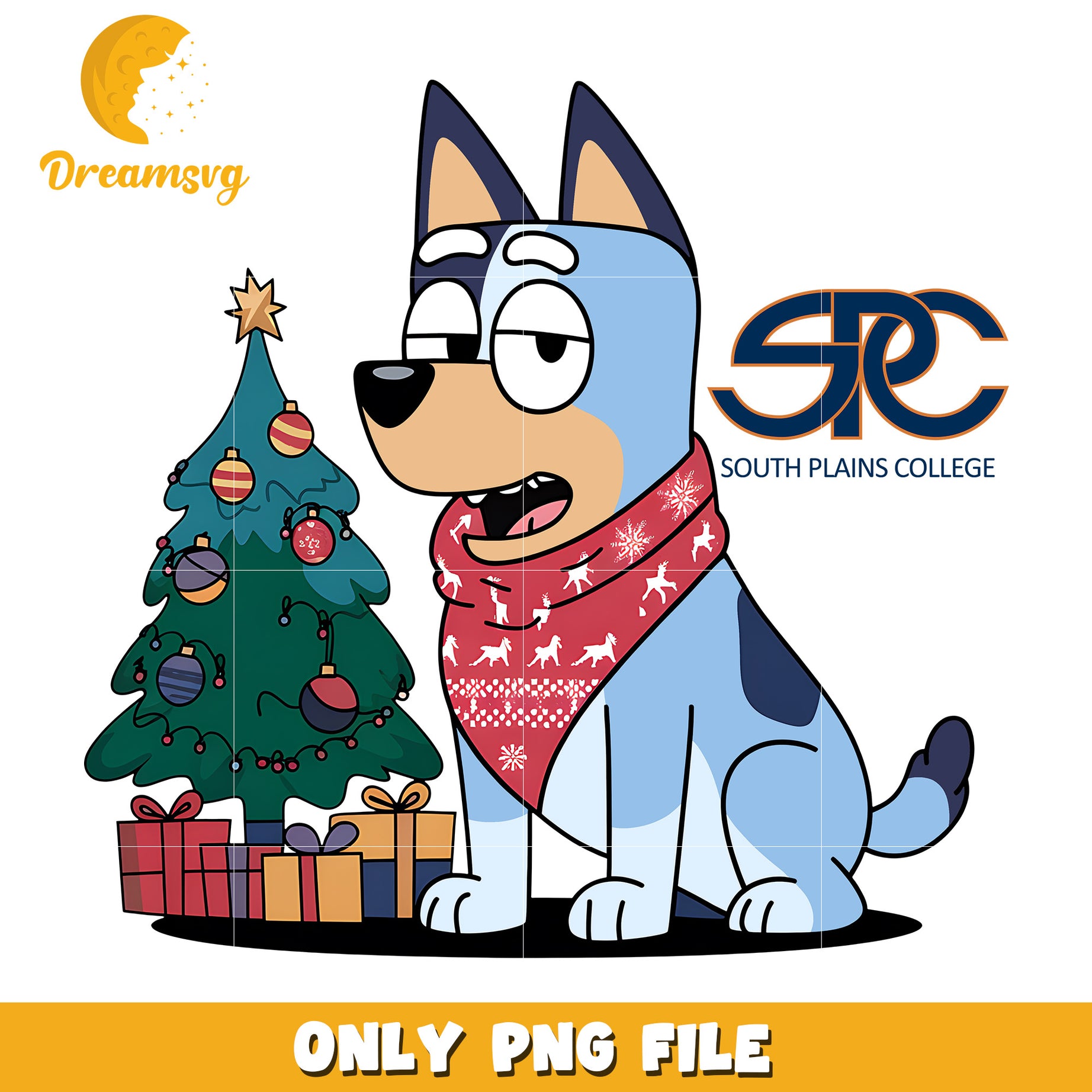 Bluey mini christmas tree png, Sout Plains College png, ncaa png
