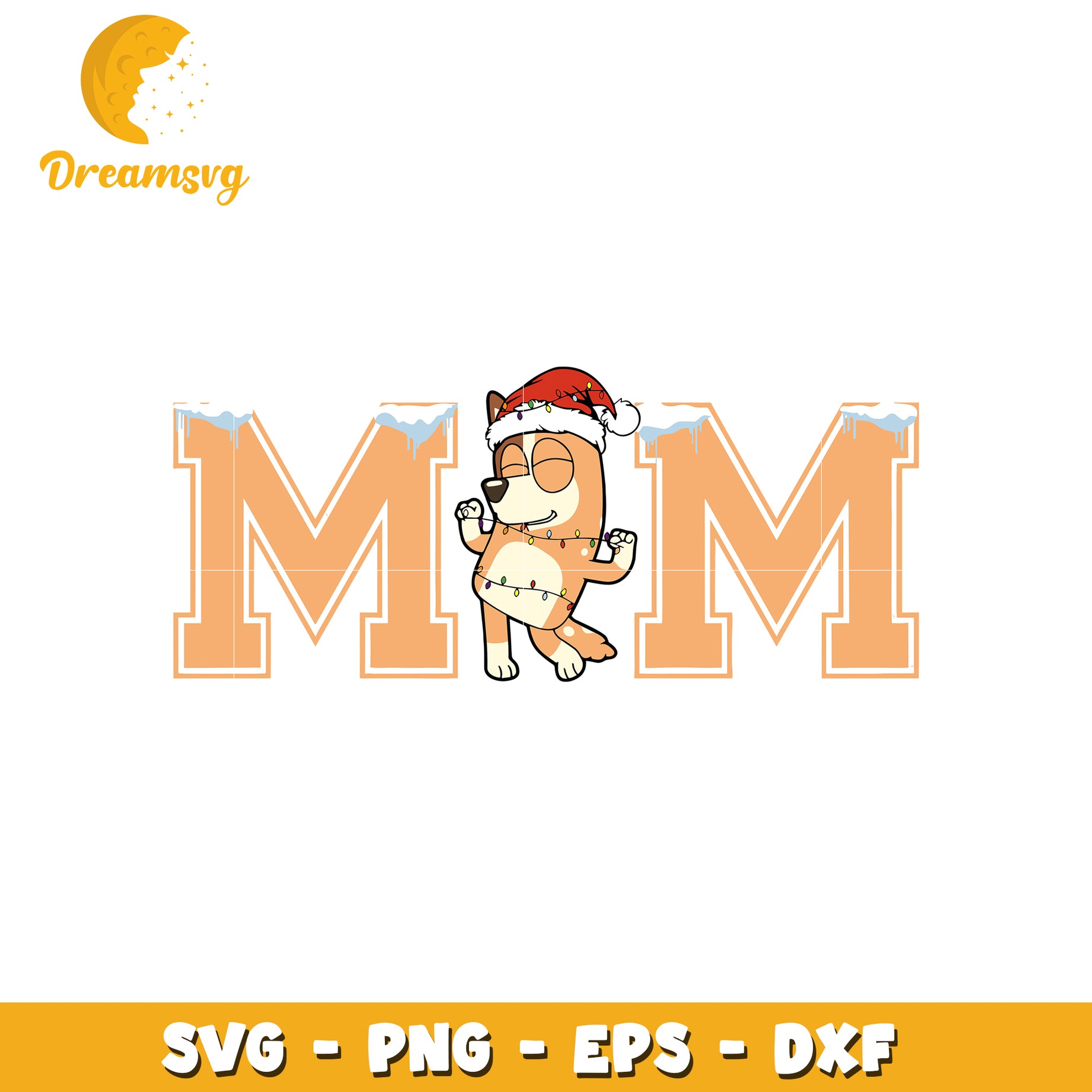 Bluey mom character santa hat svg, chilly heeler svg, cartoon svg