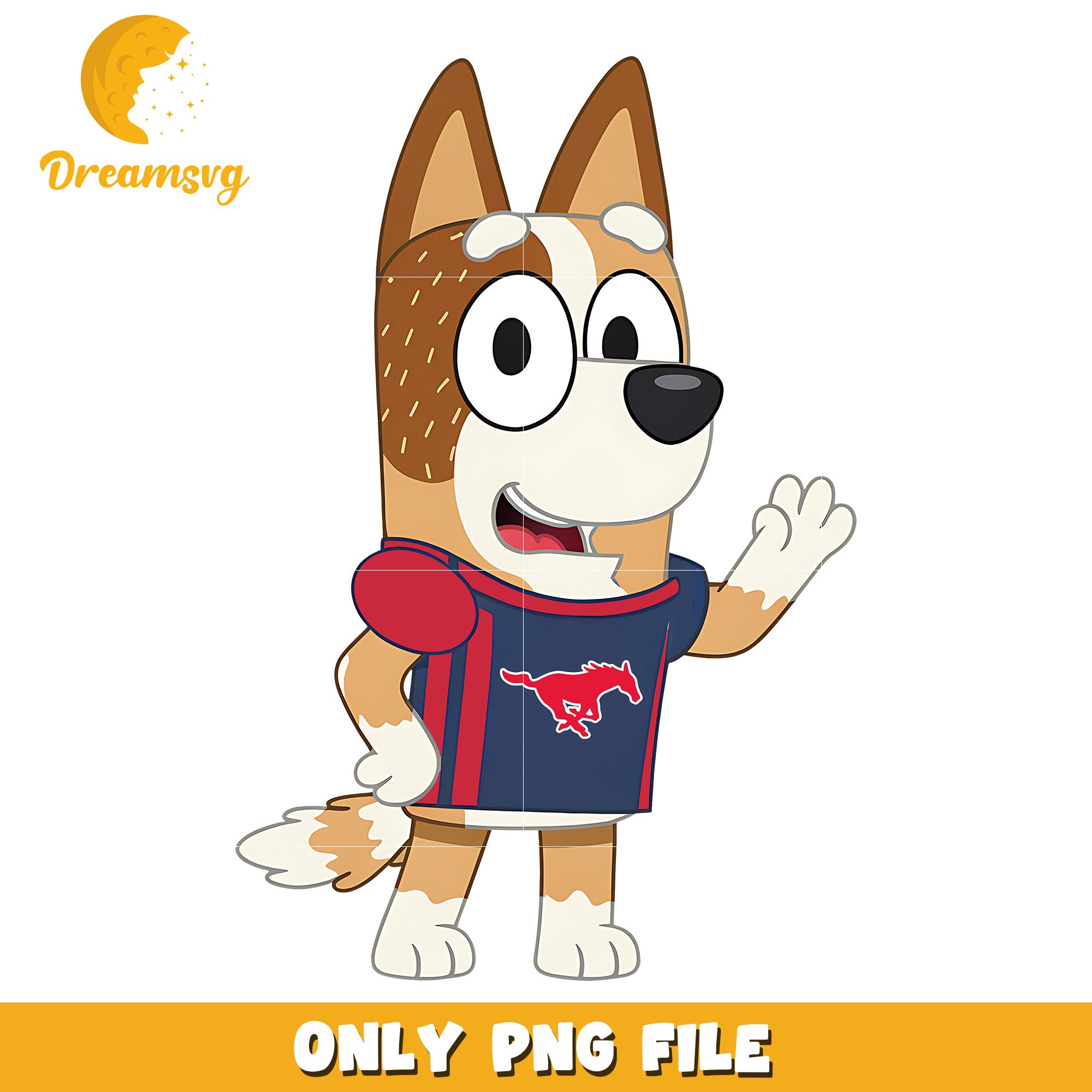 Bluey mom ncaa fan png, SMU Mustangs png, ncaa team png