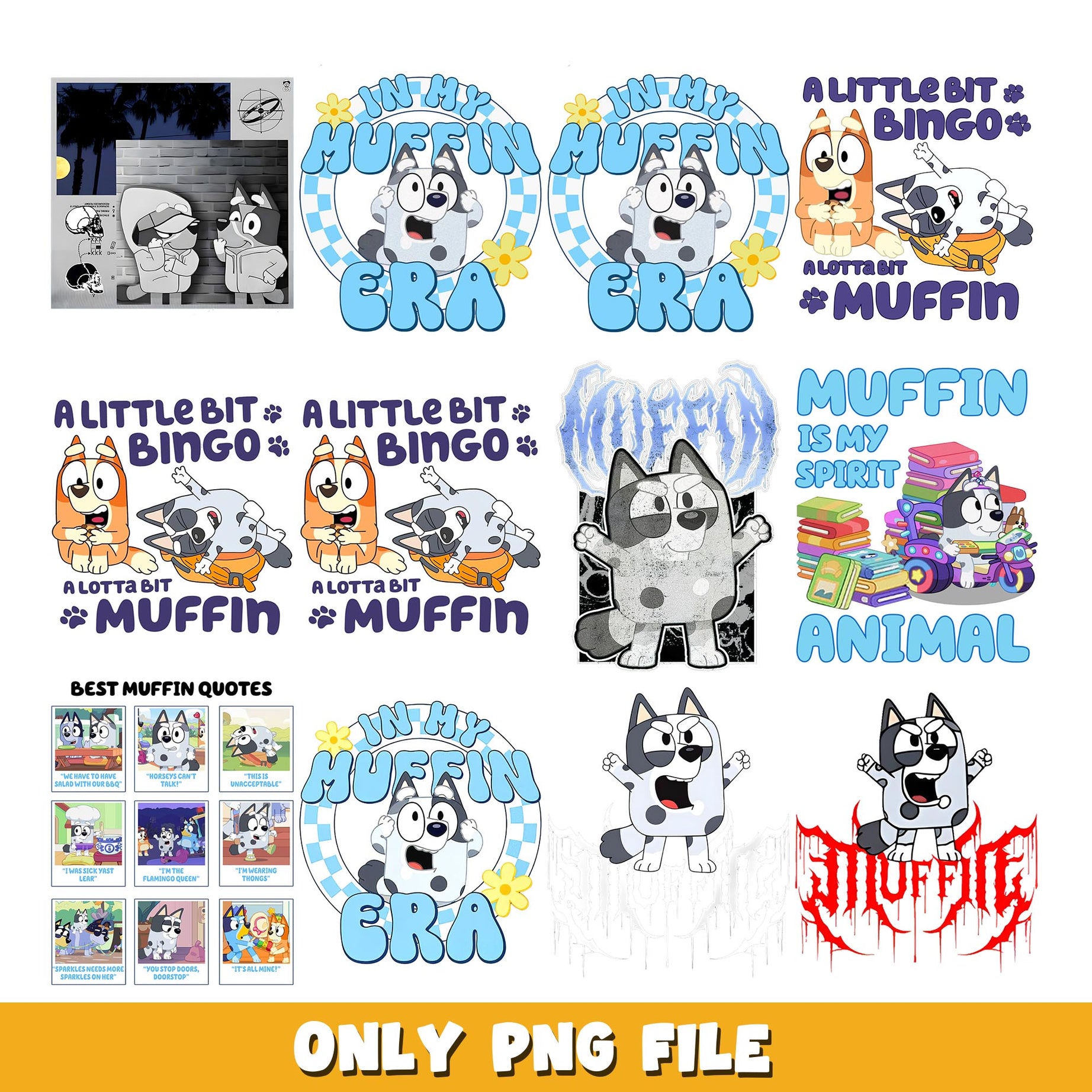 Bluey cartoon characters muffin  png, Bluey bundle png, cartoon png 