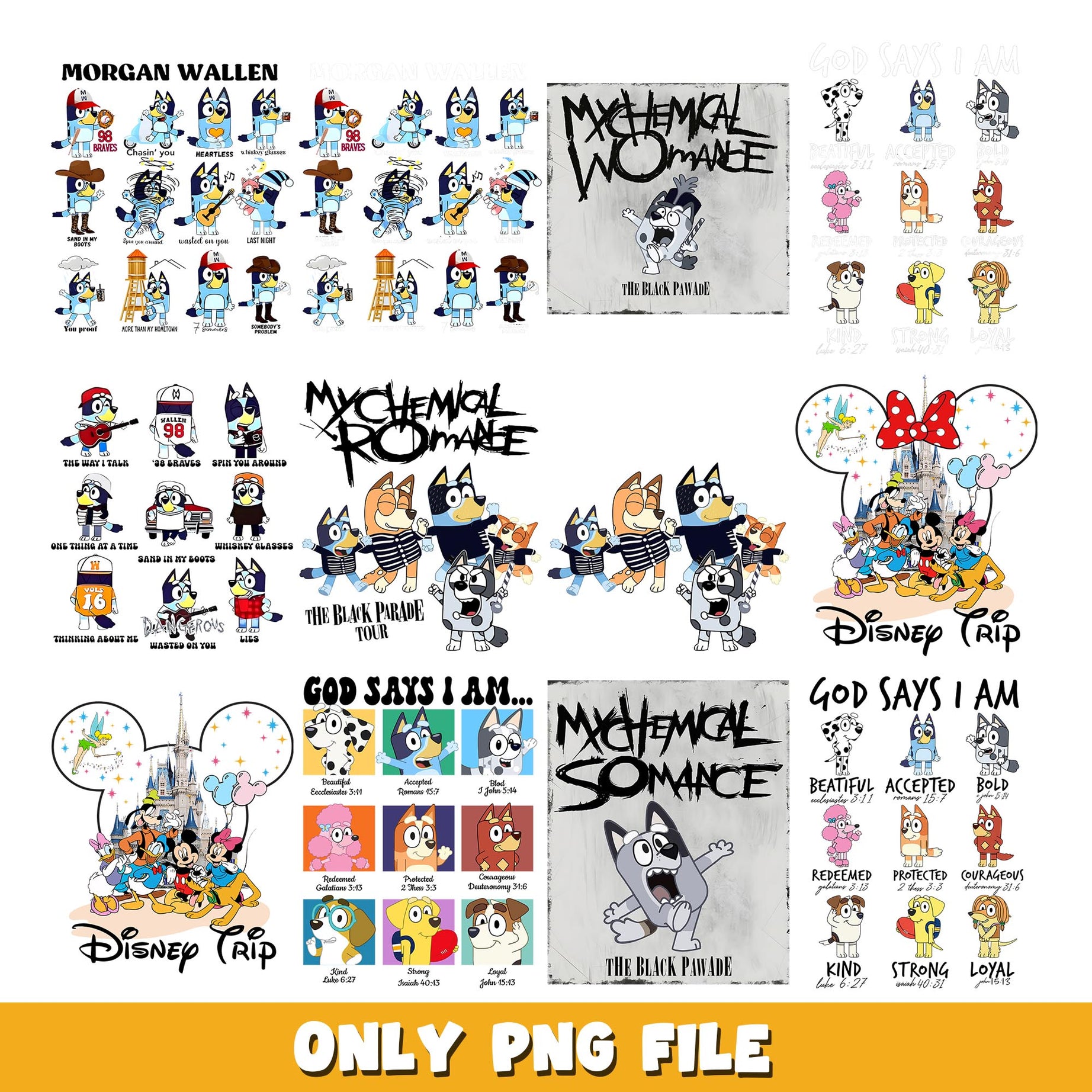 Bluey And friends music png, Bluey bundle png, cartoon png 