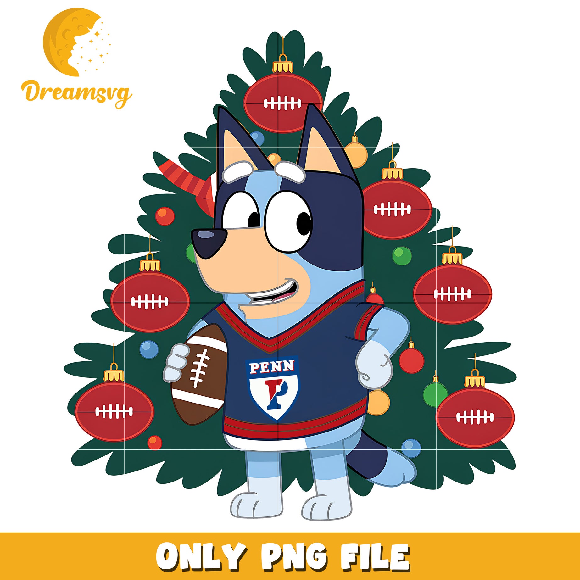 Bluey ncaa and christmas tree png, Penn Quakers png, ncaa png