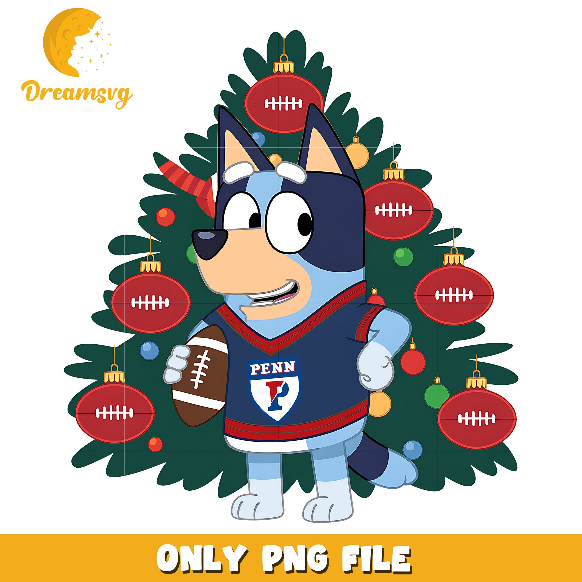 Bluey ncaa and christmas tree png, Penn Quakers png, ncaa png