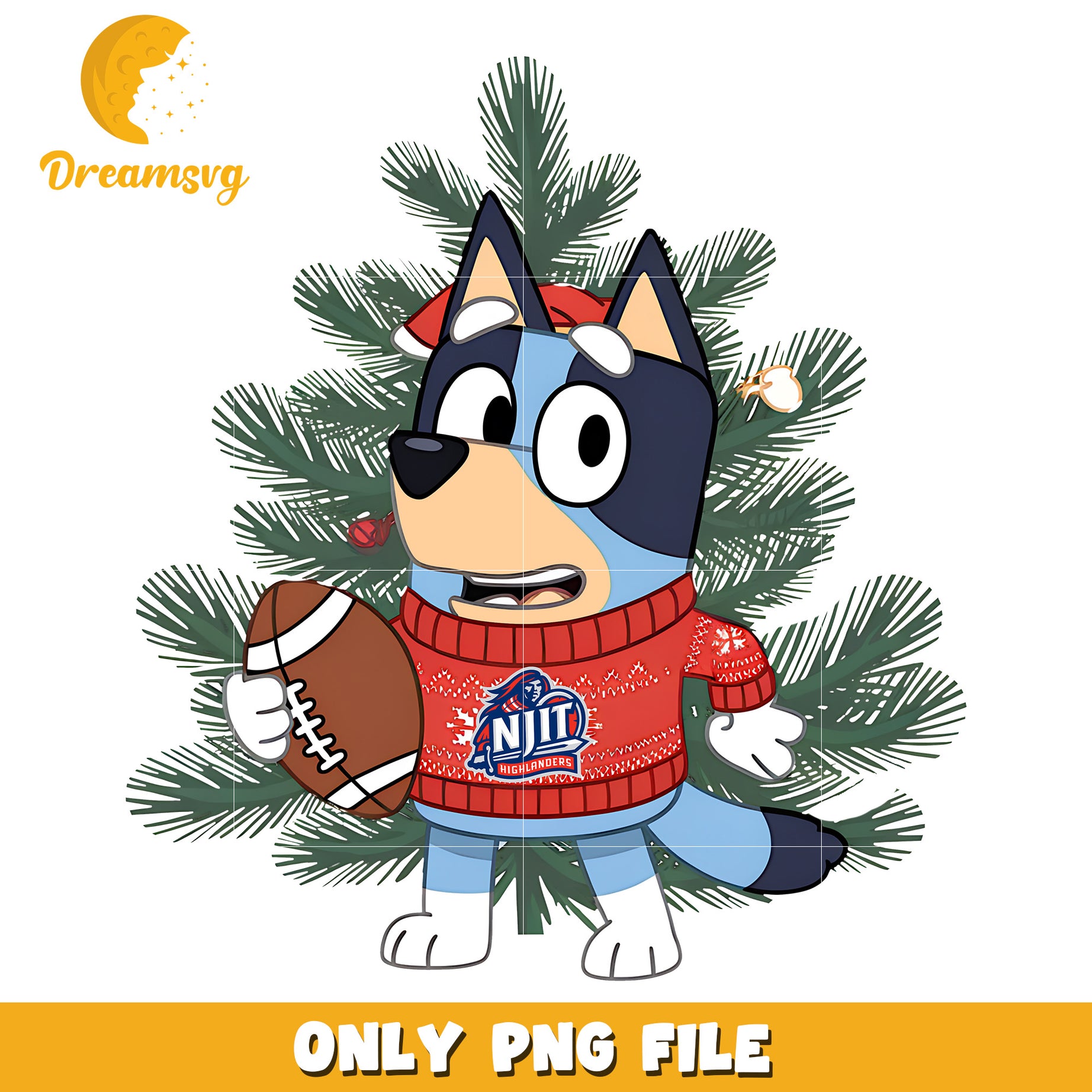 Bluey ncaa christmas tree png, NJIT Highlanders png, ncaa png