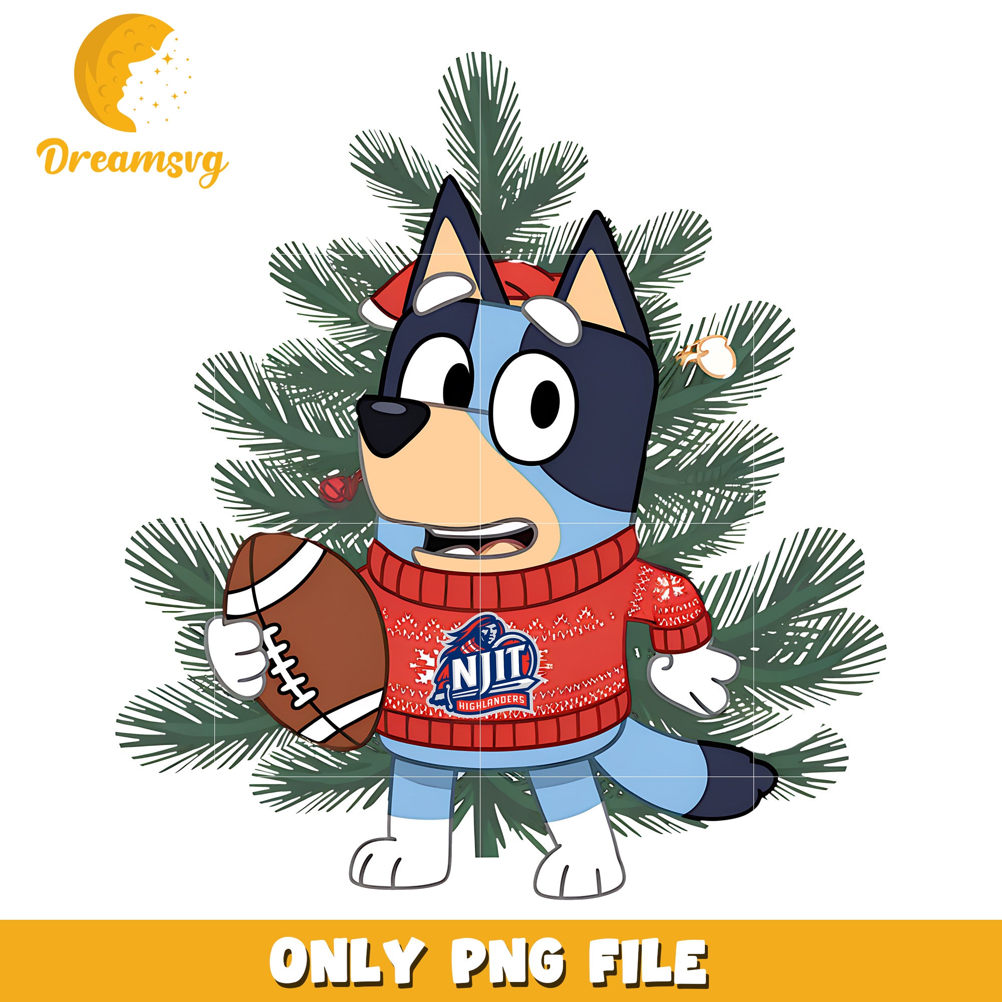 Bluey ncaa christmas tree png, NJIT Highlanders png, ncaa png