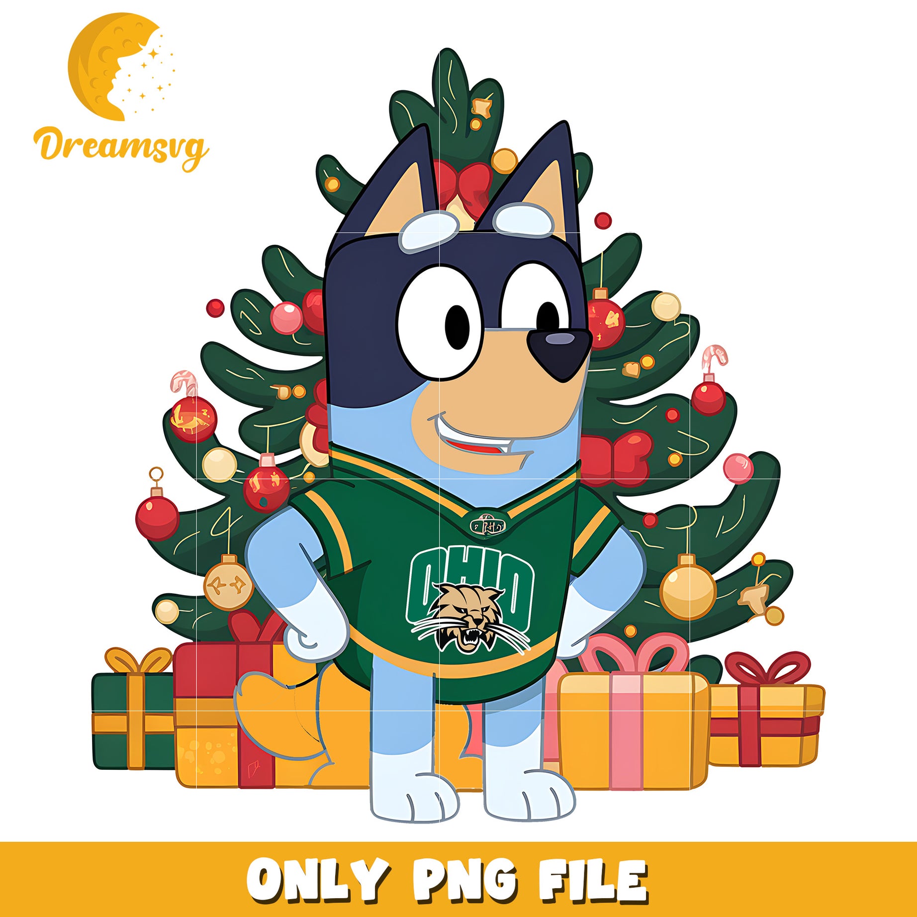 Bluey ncaa christmas tree png, Ohio Bobcats png, ncaa png