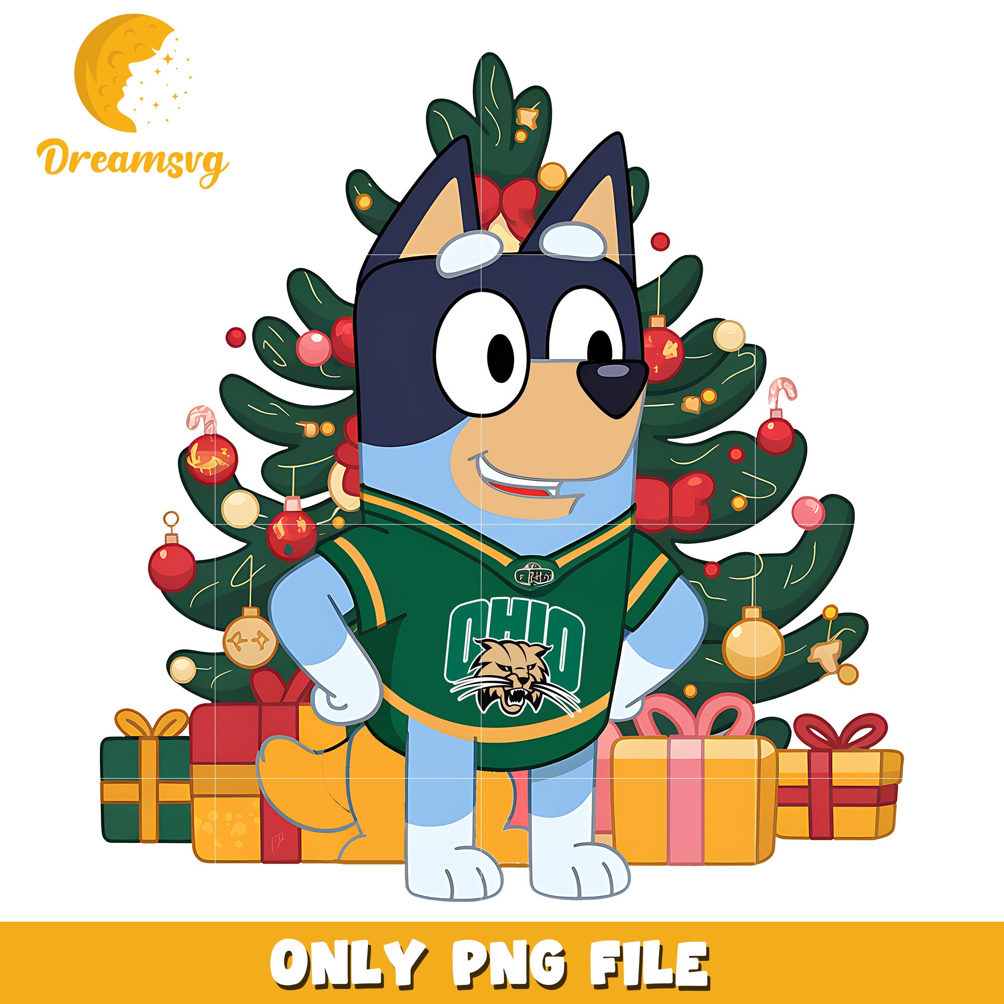 Bluey ncaa christmas tree png, Ohio Bobcats png, ncaa png