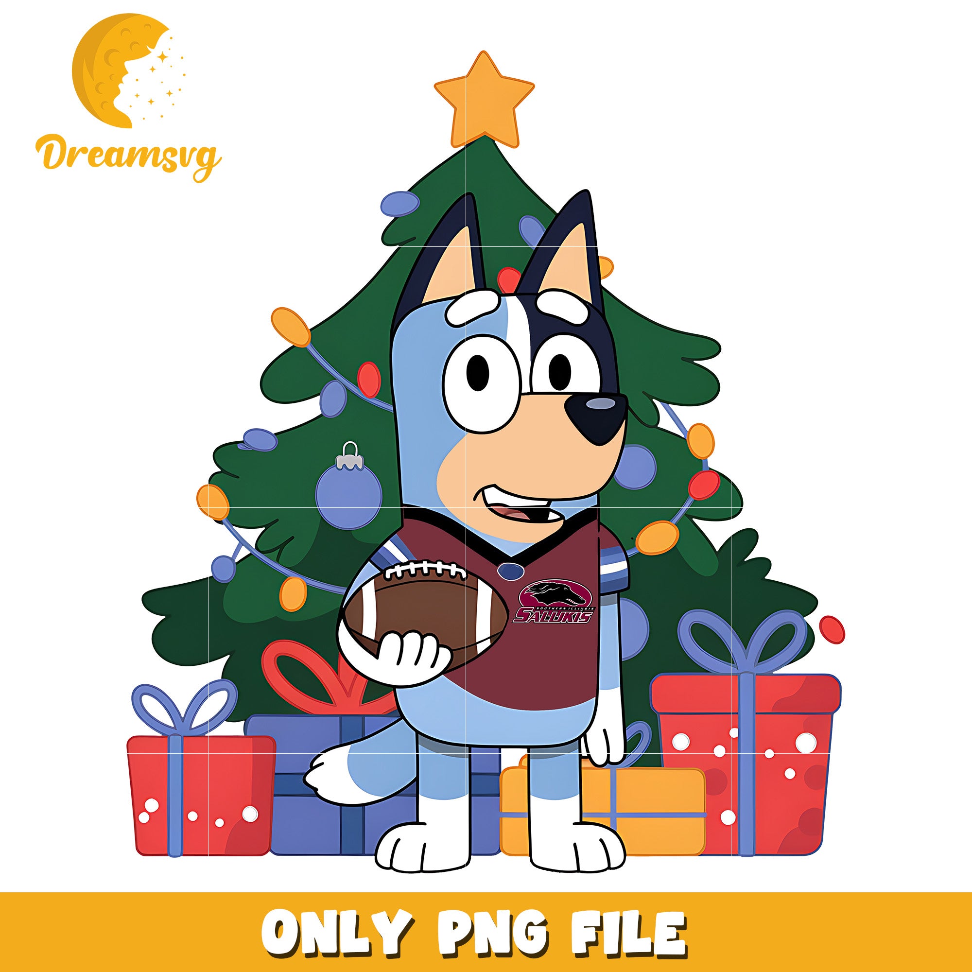 Bluey ncaa christmas tree png, Southern Illinois Salukis png
