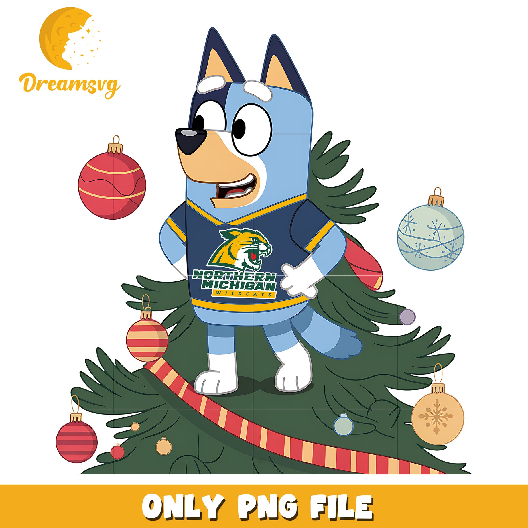 Bluey ncaa fan png, Northern Michigan Wildcats png, ncaa png