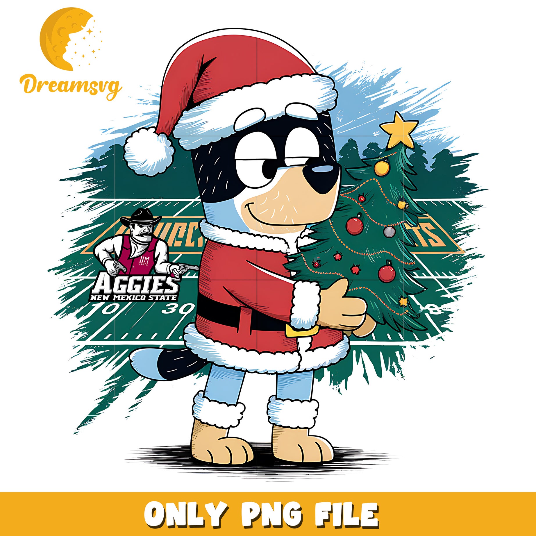 Bluey ncaa santa claus png, New Mexico State Aggies png, ncaa png