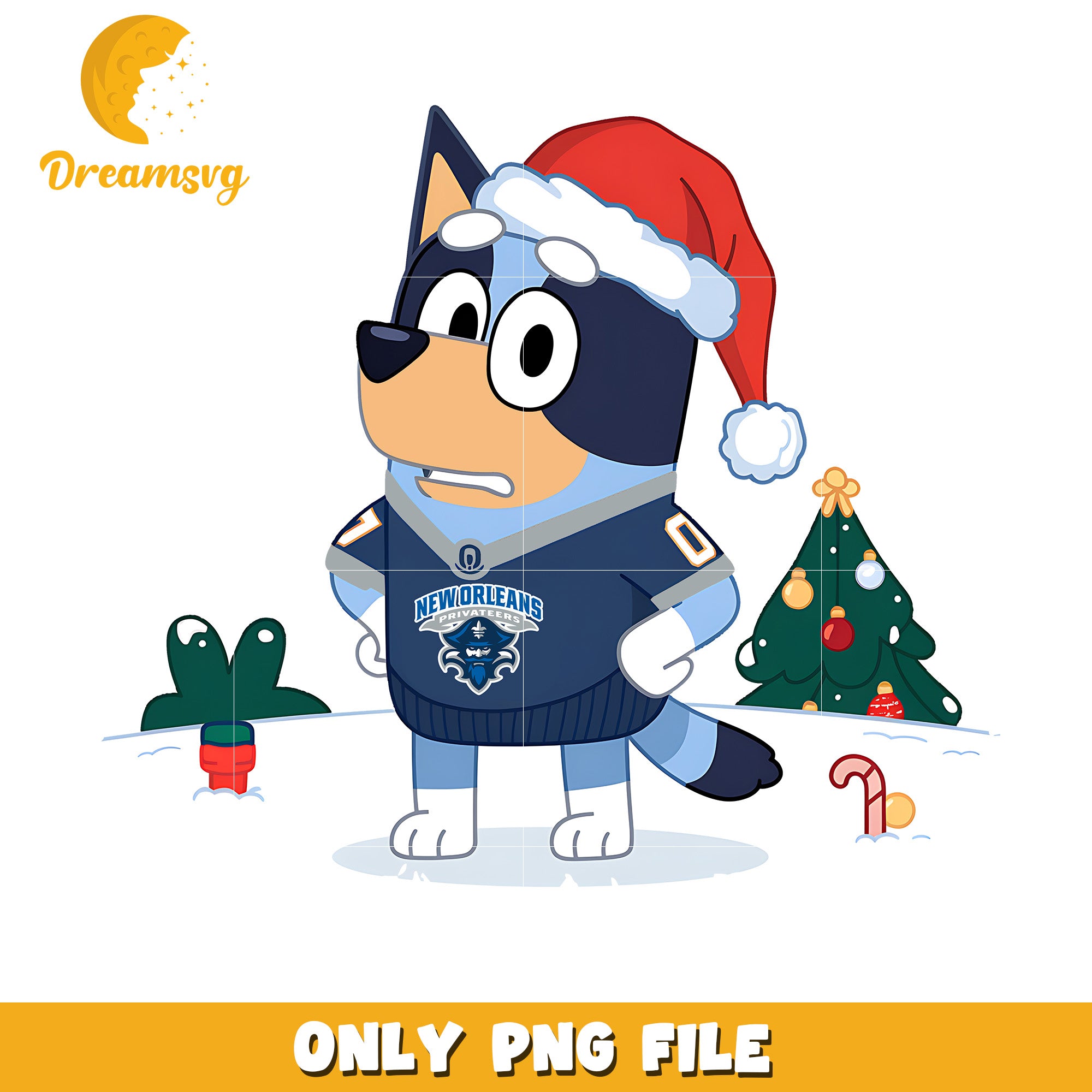 Bluey ncaa santa hat png, New Orleans Privateers png, ncaa png
