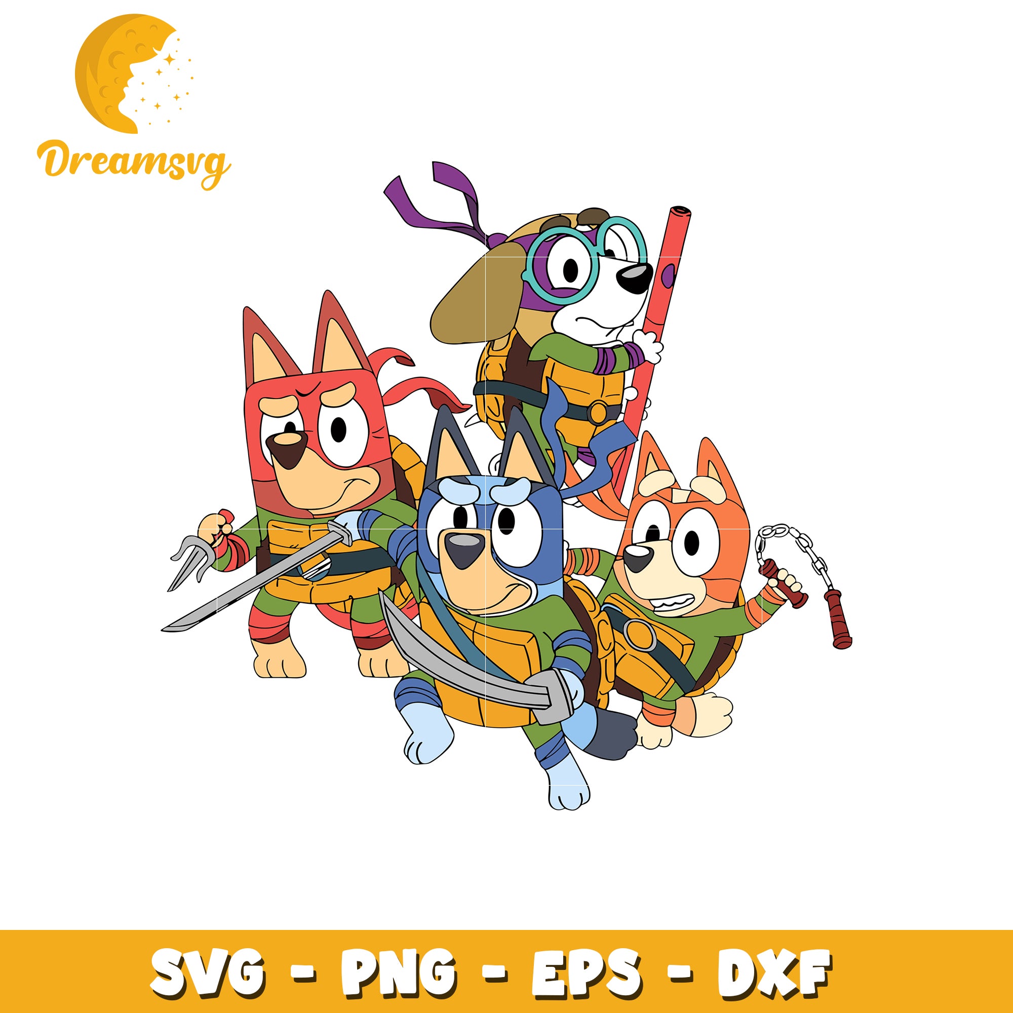 Bluey ninja turtles svg, bluey svg, ninja turtles svg