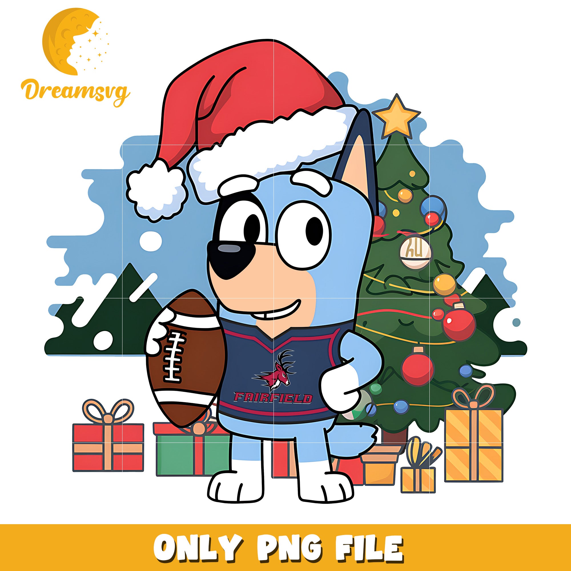 Bluey on christmas day png, Fairfield Stags png, ncaa png