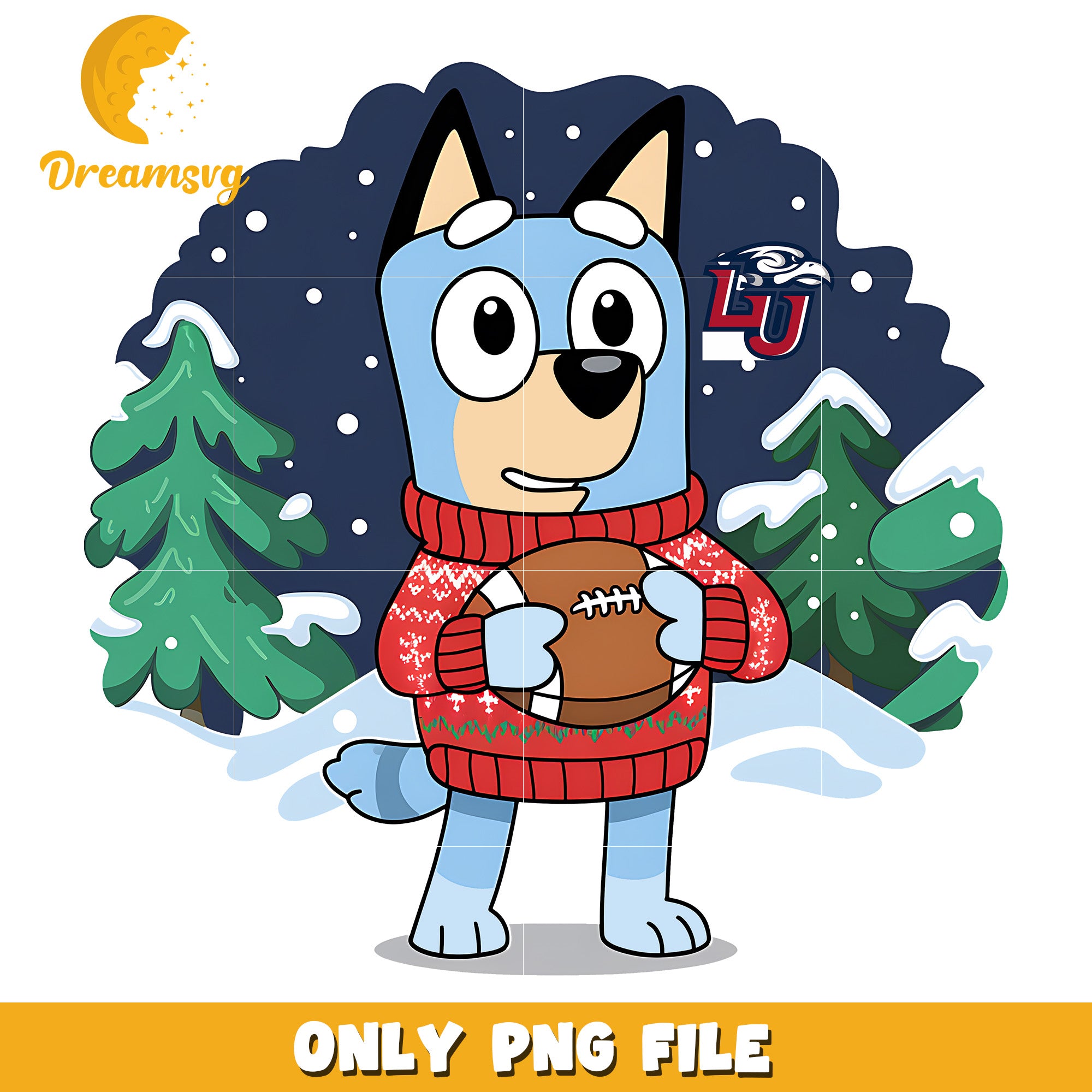 Bluey on christmas day png, Liberty Flames png, ncaa png