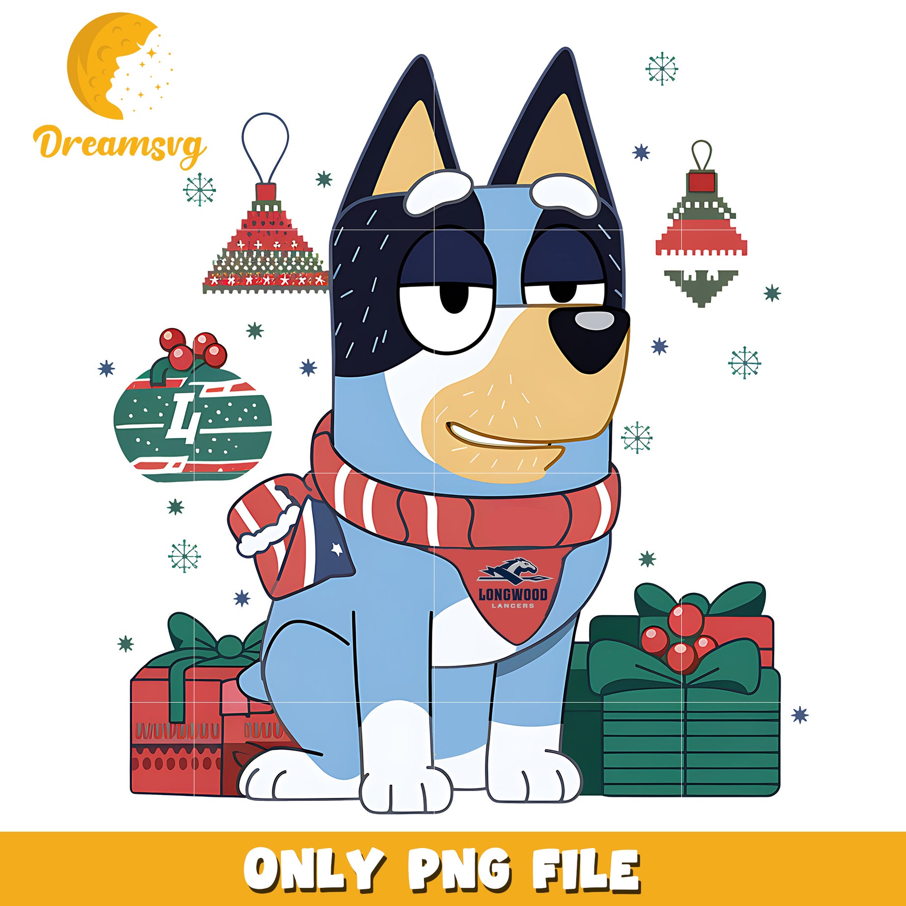 Bluey on christmas day png, Longwood Lancers png, ncaa png