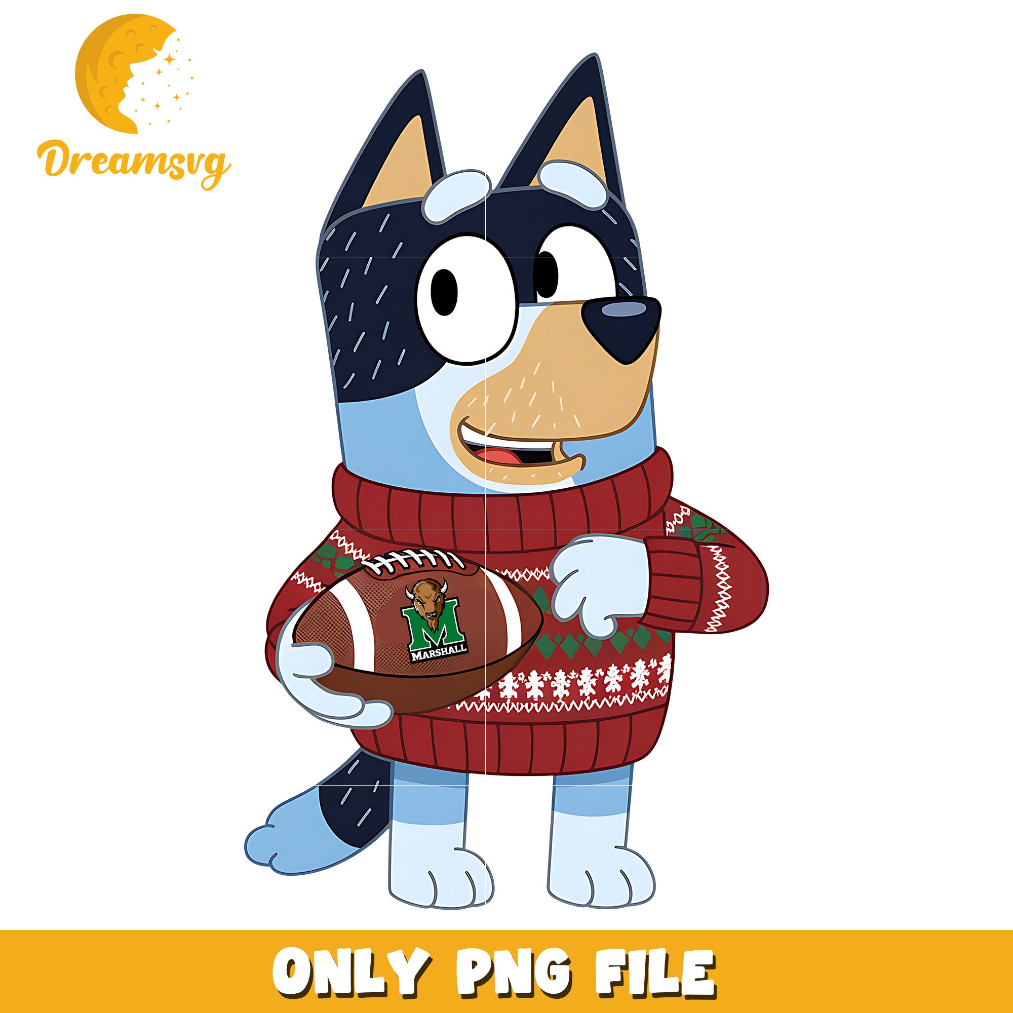 Bluey on christmas day png, Marshall Thundering Herd png, ncaa png
