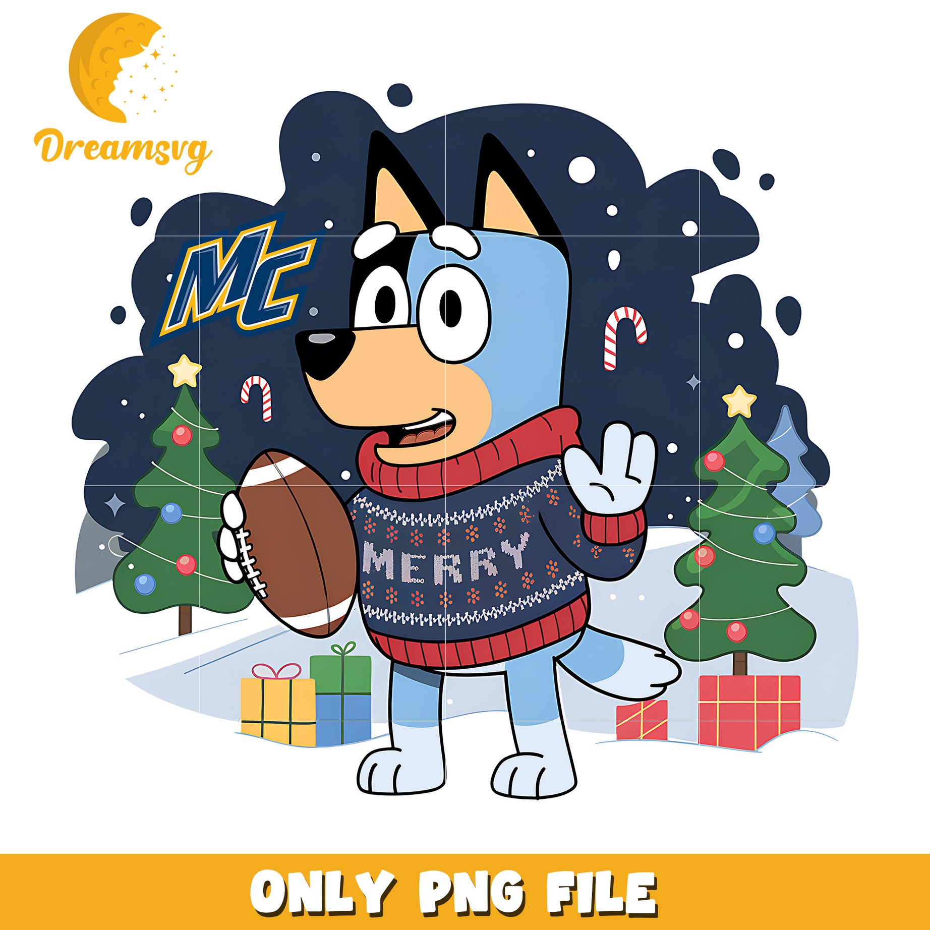 Bluey on christmas day png, Merrimack Warriors png, ncaa png