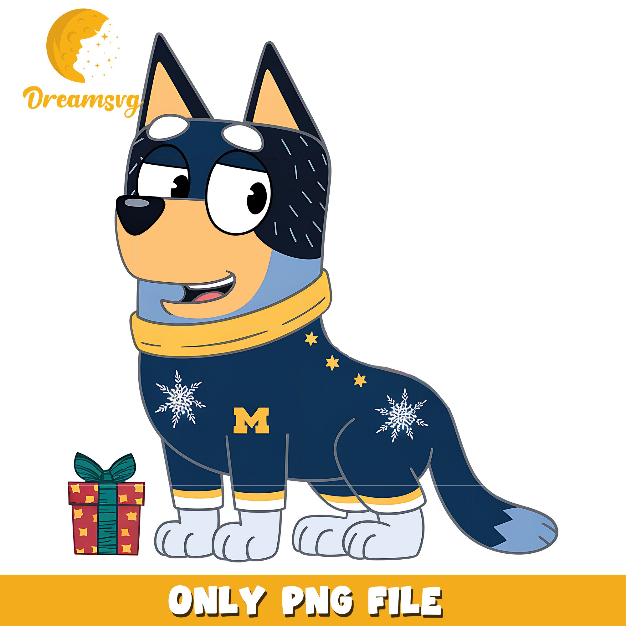Bluey on christmas day png, Michigan Wolverines png, ncaa png