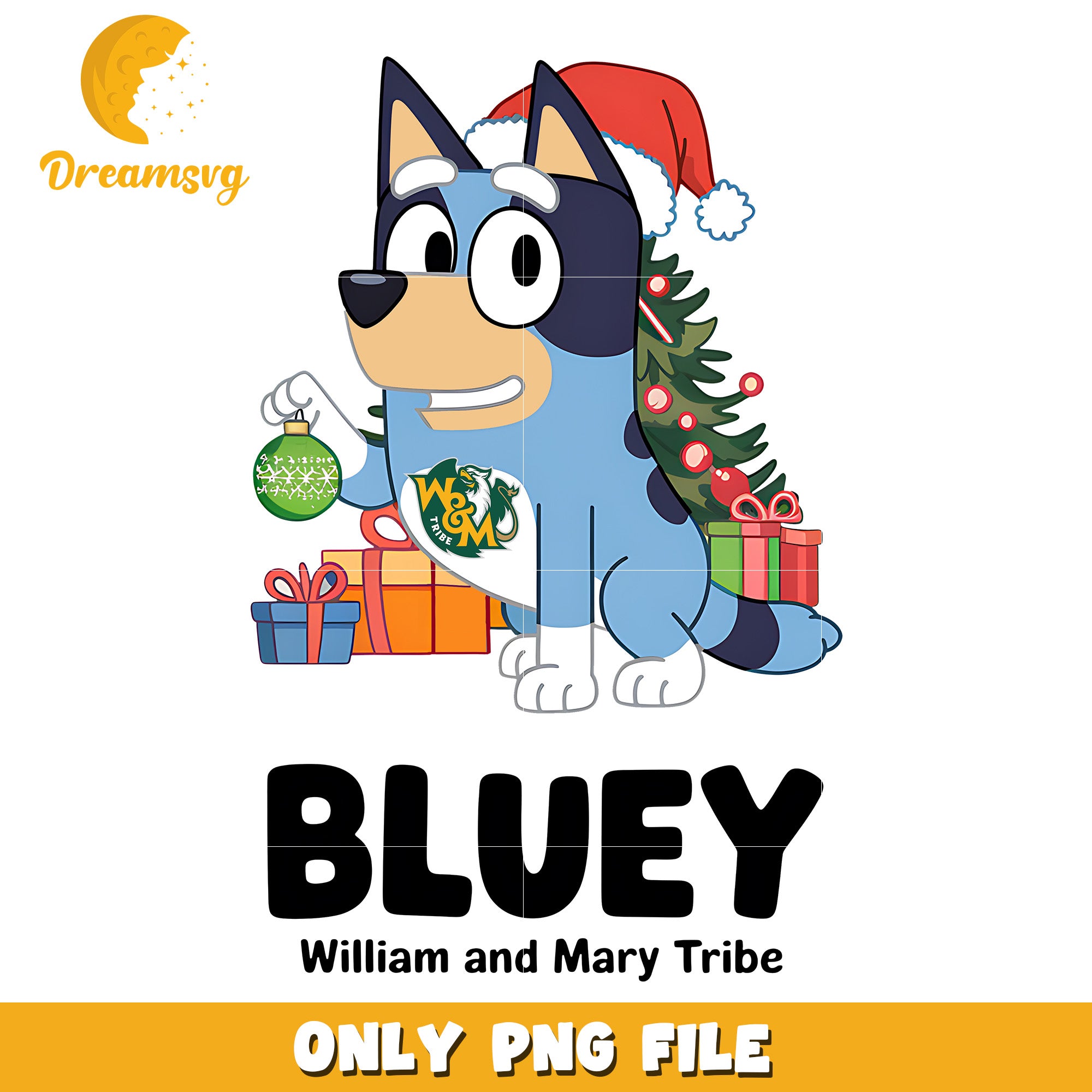 Bluey on christmas day png, William and Mary Tribe png, ncaa png