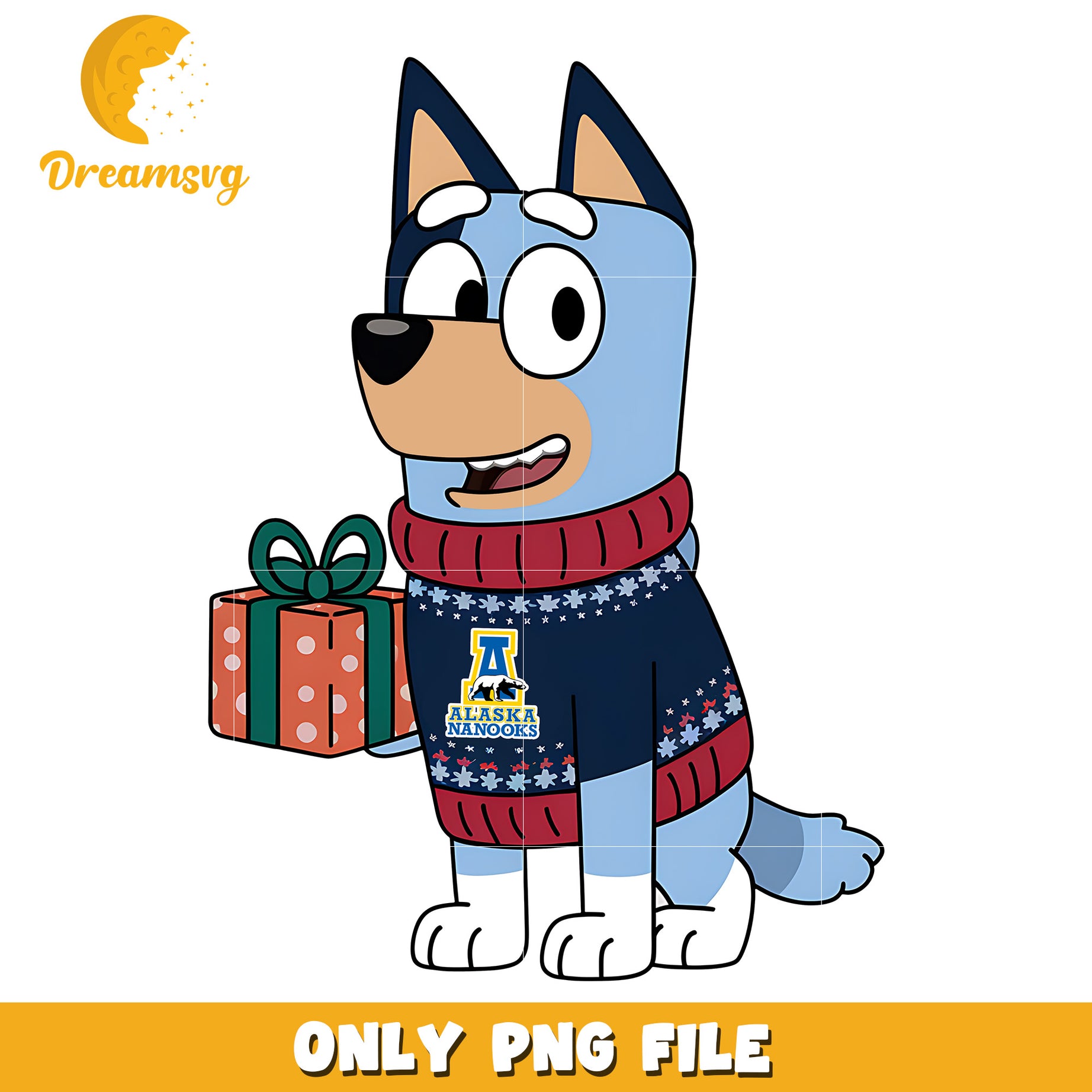 Bluey on christmas png, Alaska Nanooks png, ncaa png