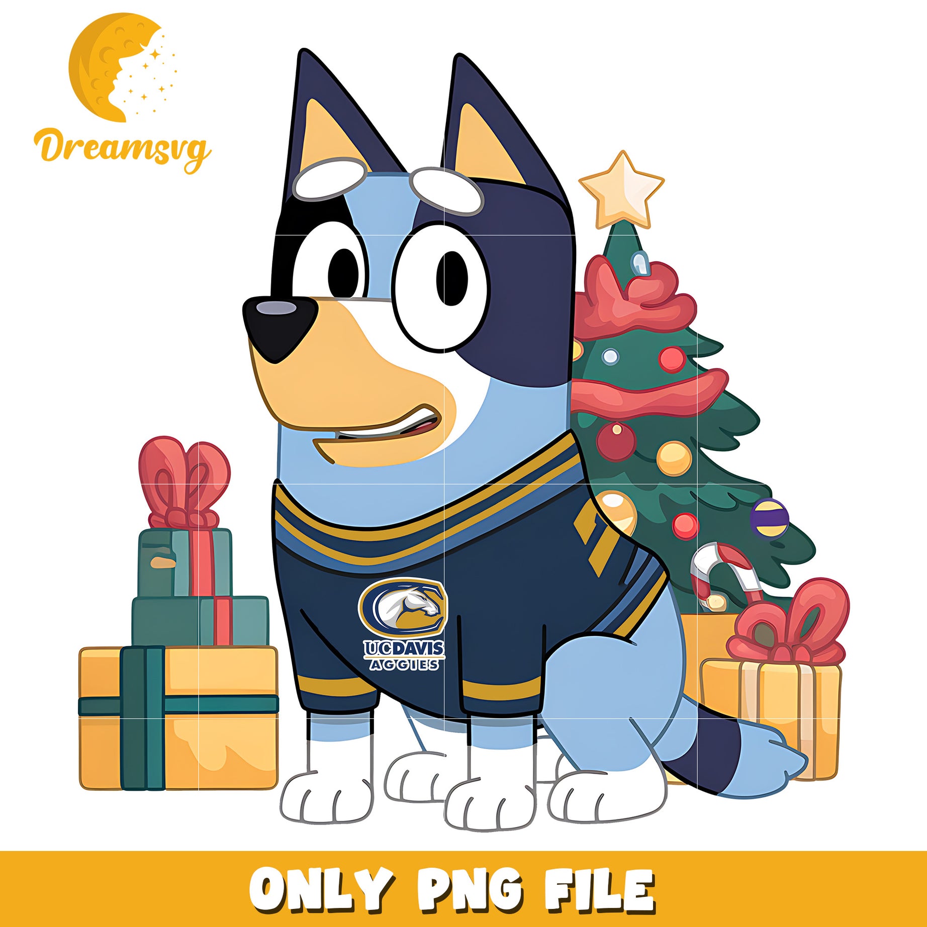 Bluey on christmas png, California Davis Aggies png, ncaa png