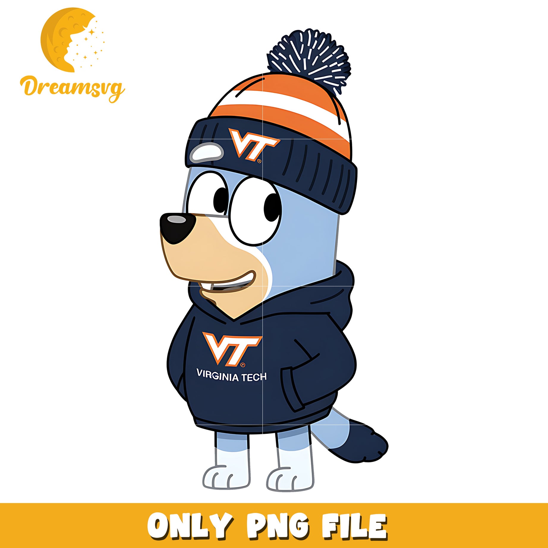 Bluey on winter png, Virginia Tech Hokies png, ncaa png