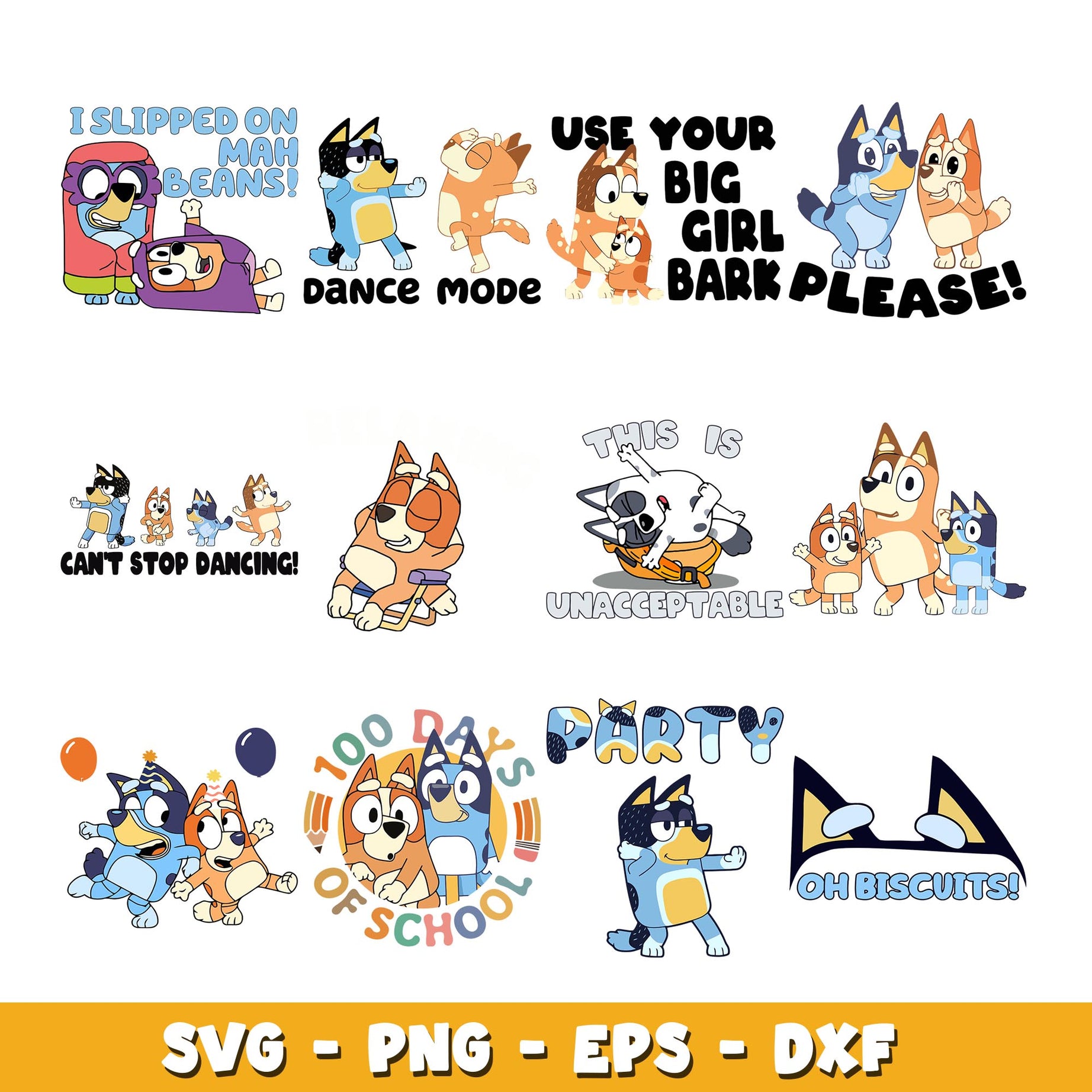 Cartoon bluey dog and family svg, Bluey bundle svg, Cartoon svg 