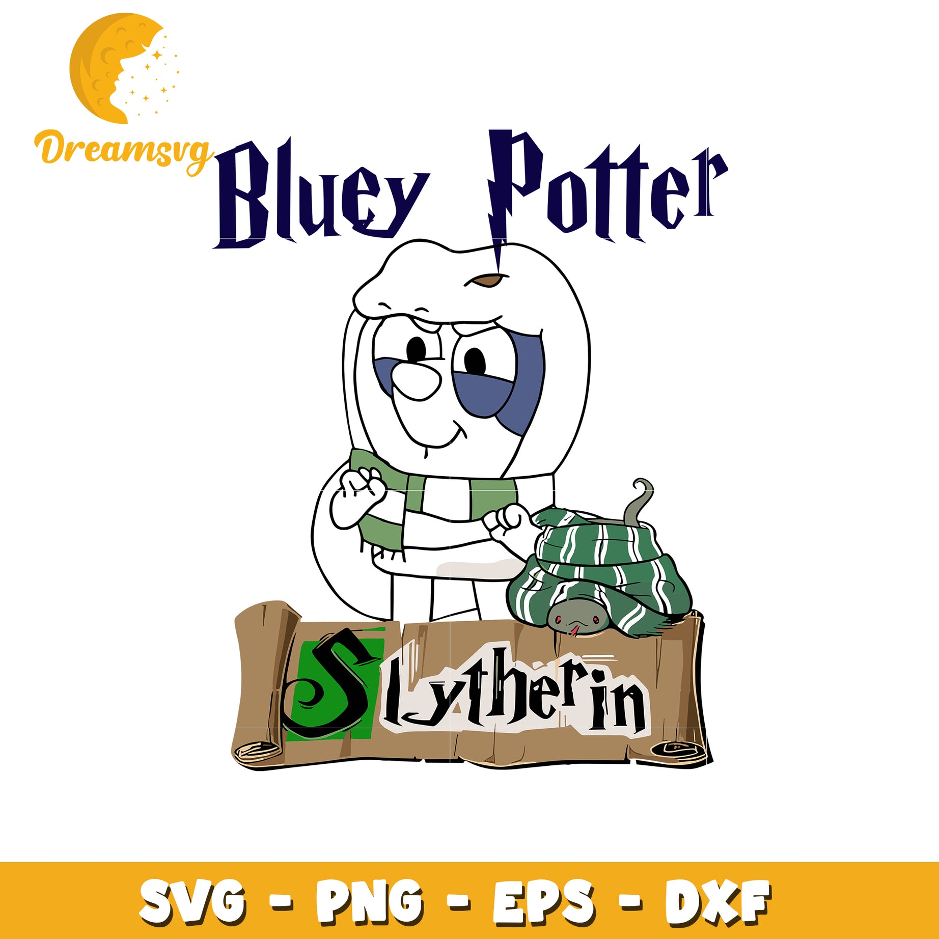 Bluey potter slytherin svg,harry potter svg, bluey cartoon svg