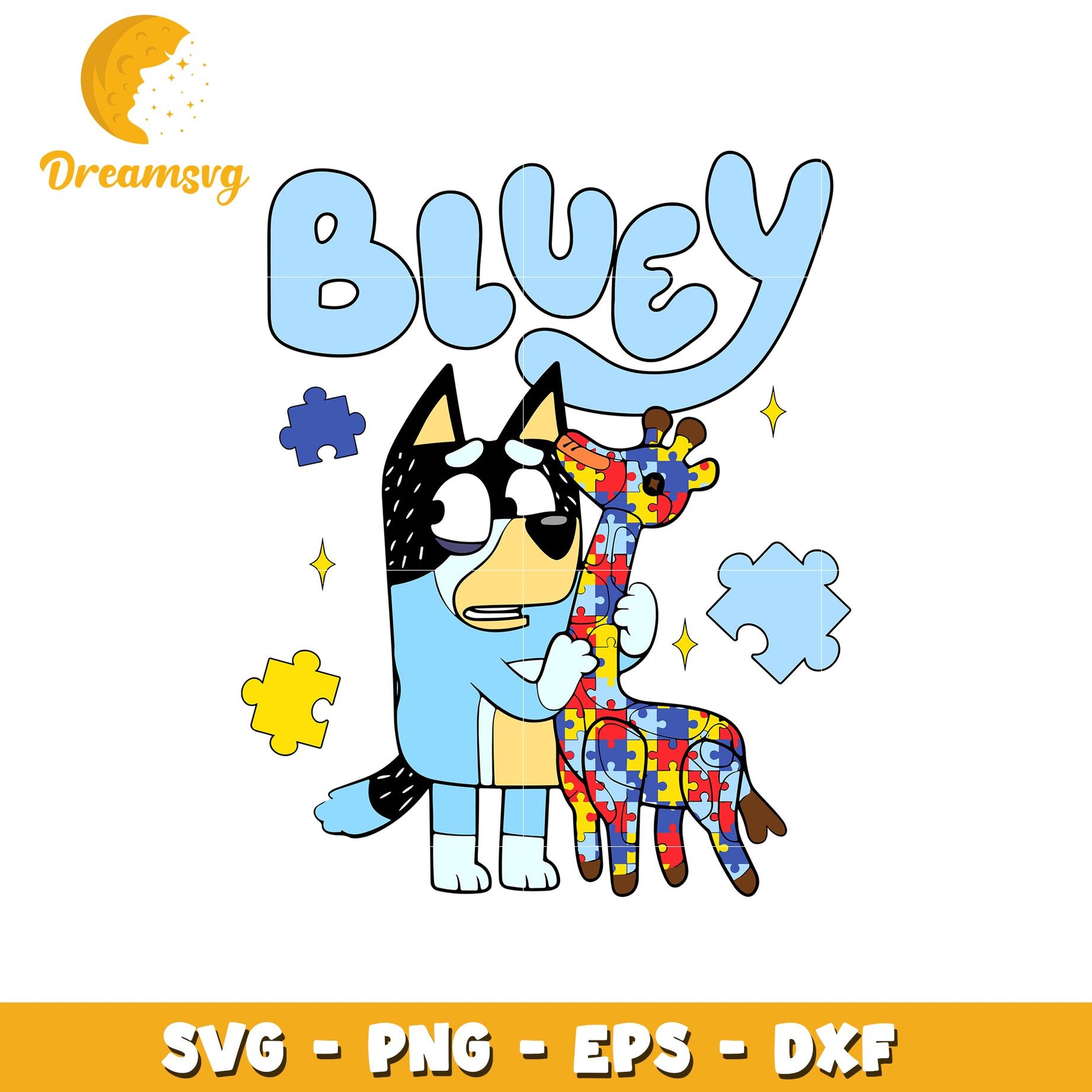 Bluey puzzle piece giraffe svg, bluey svg, puzzle piece svg