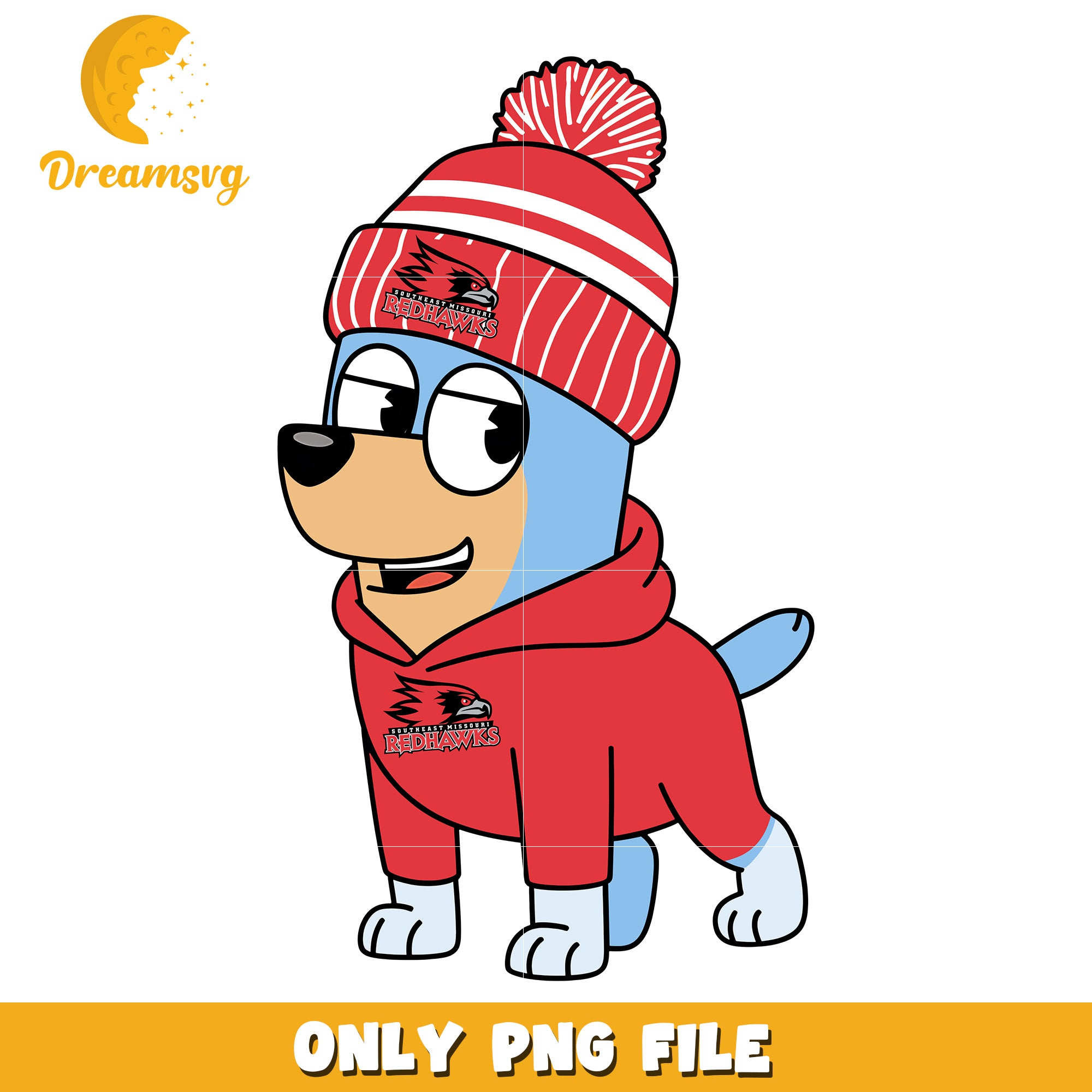 Bluey red hoodie logo png, SE Missouri State Redhawks png, ncaa png