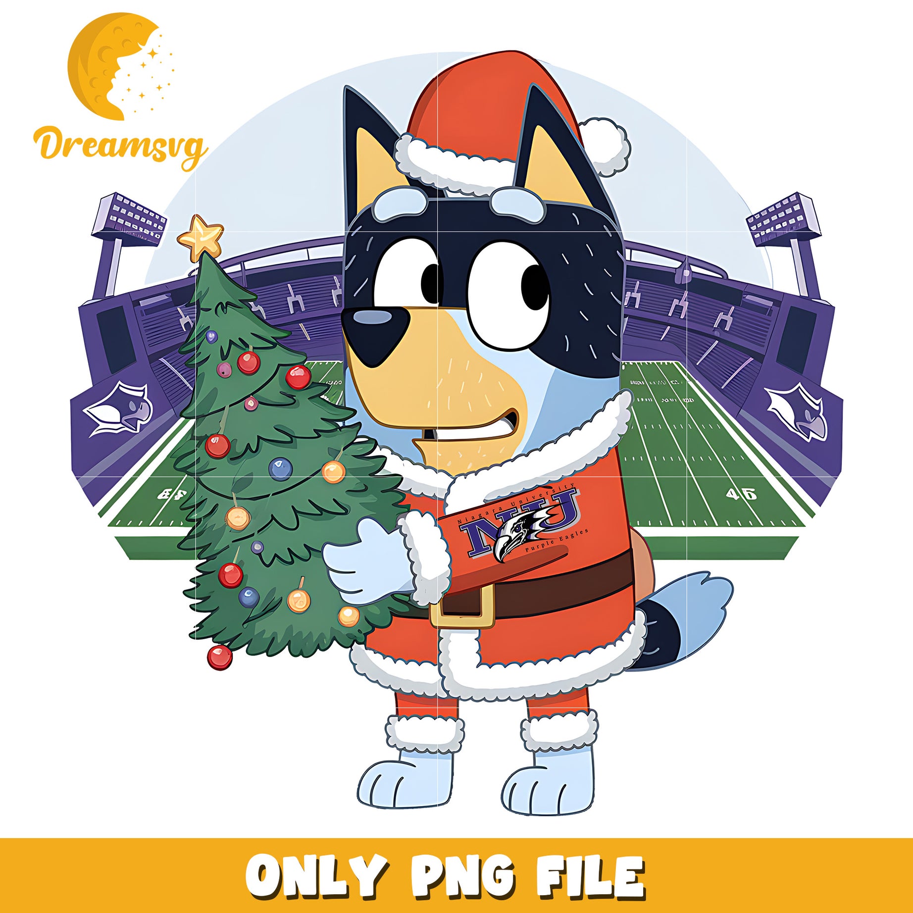 Bluey santa character png, Niagara Purple Eagles png, ncaa png