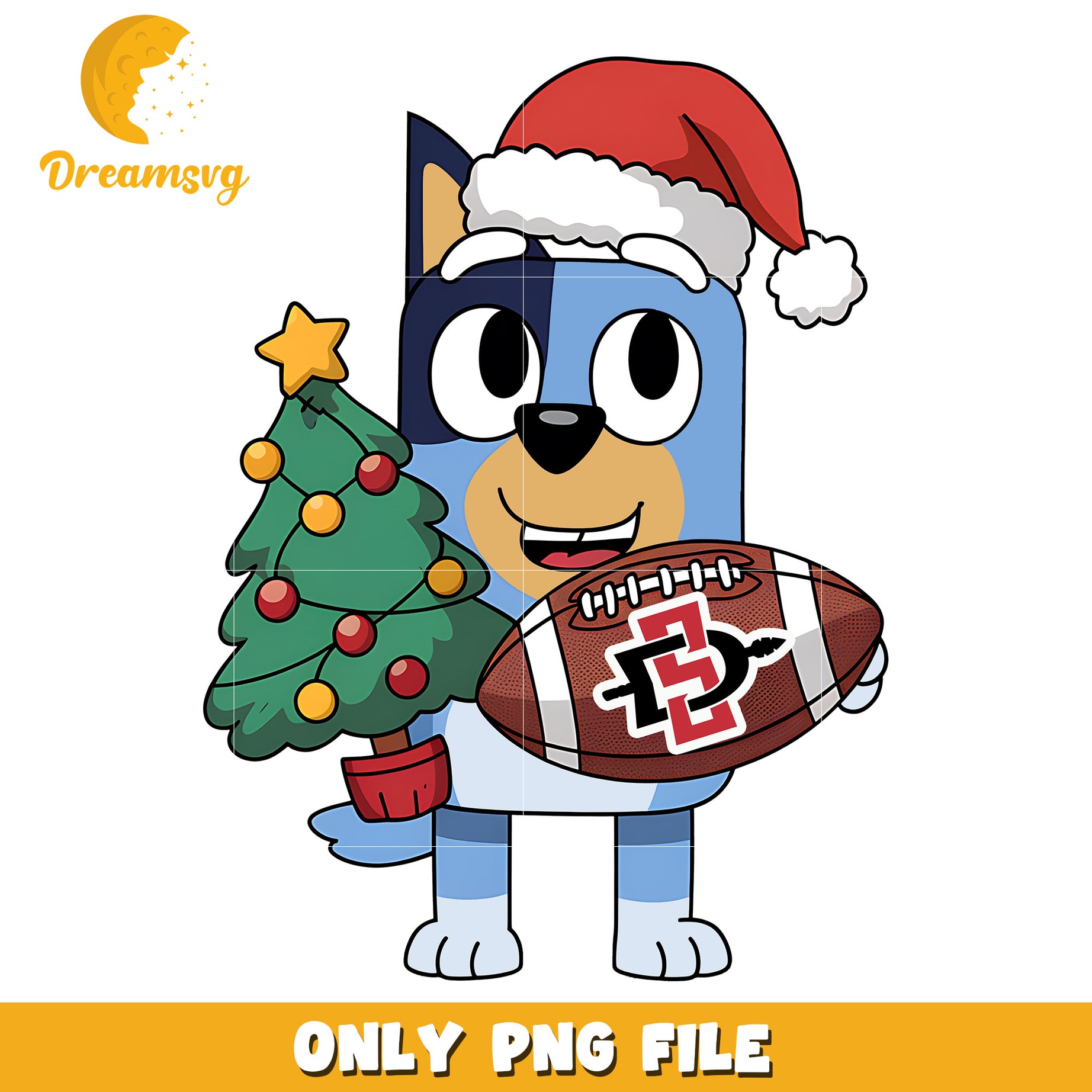 Bluey santa hat christmas png, San Diego State Aztecs png, ncaa png