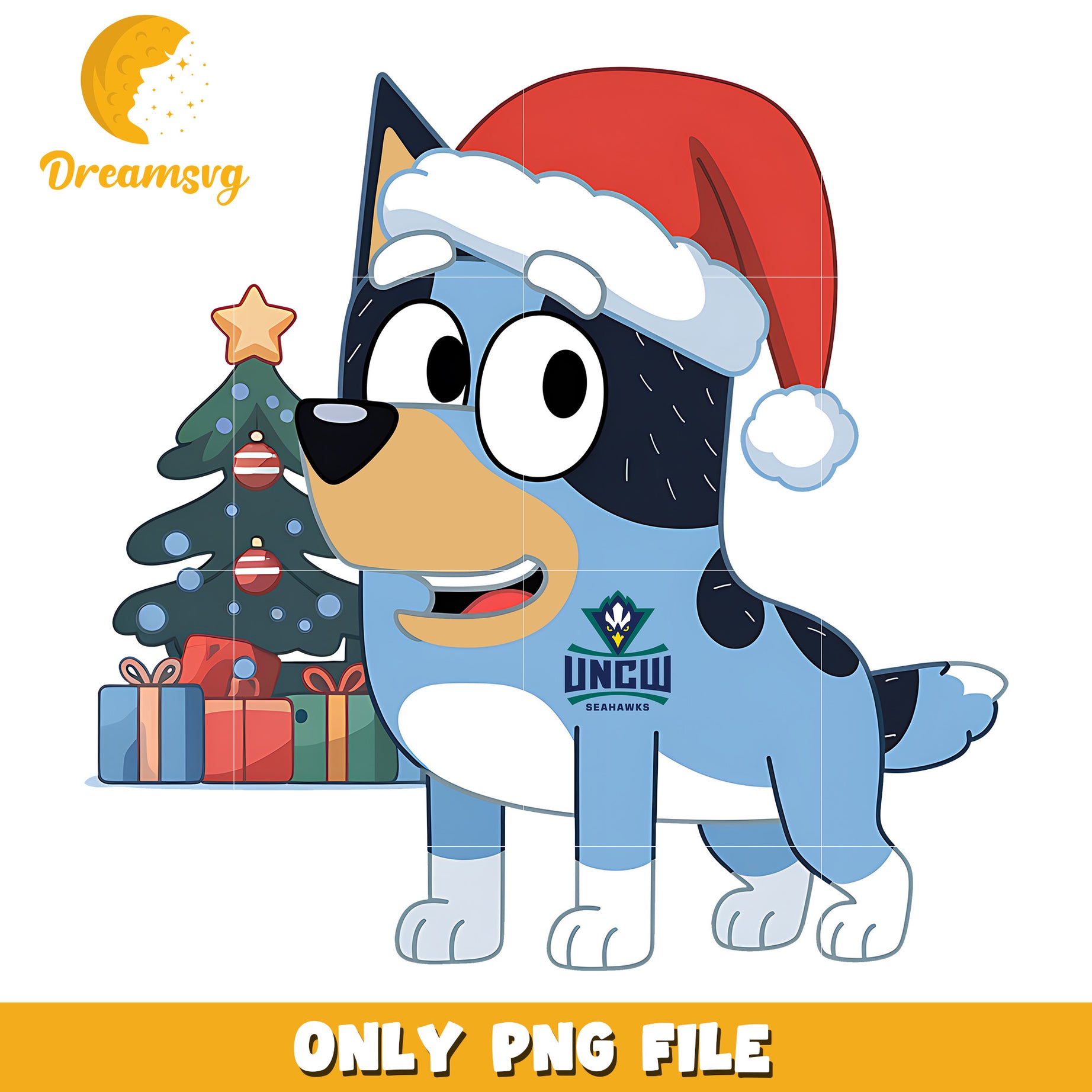 Bluey santa hat christmas png, Wilmington Seahawks png, ncaa team png