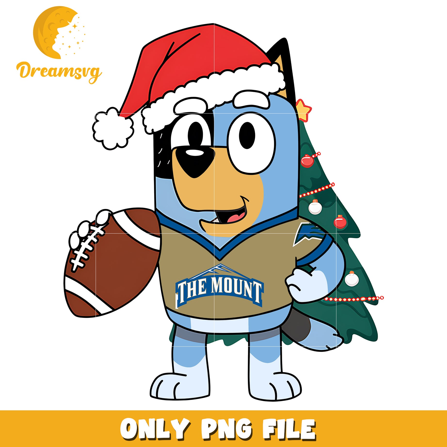 Bluey santa hat rugby ball png, Mount St png, ncaa png