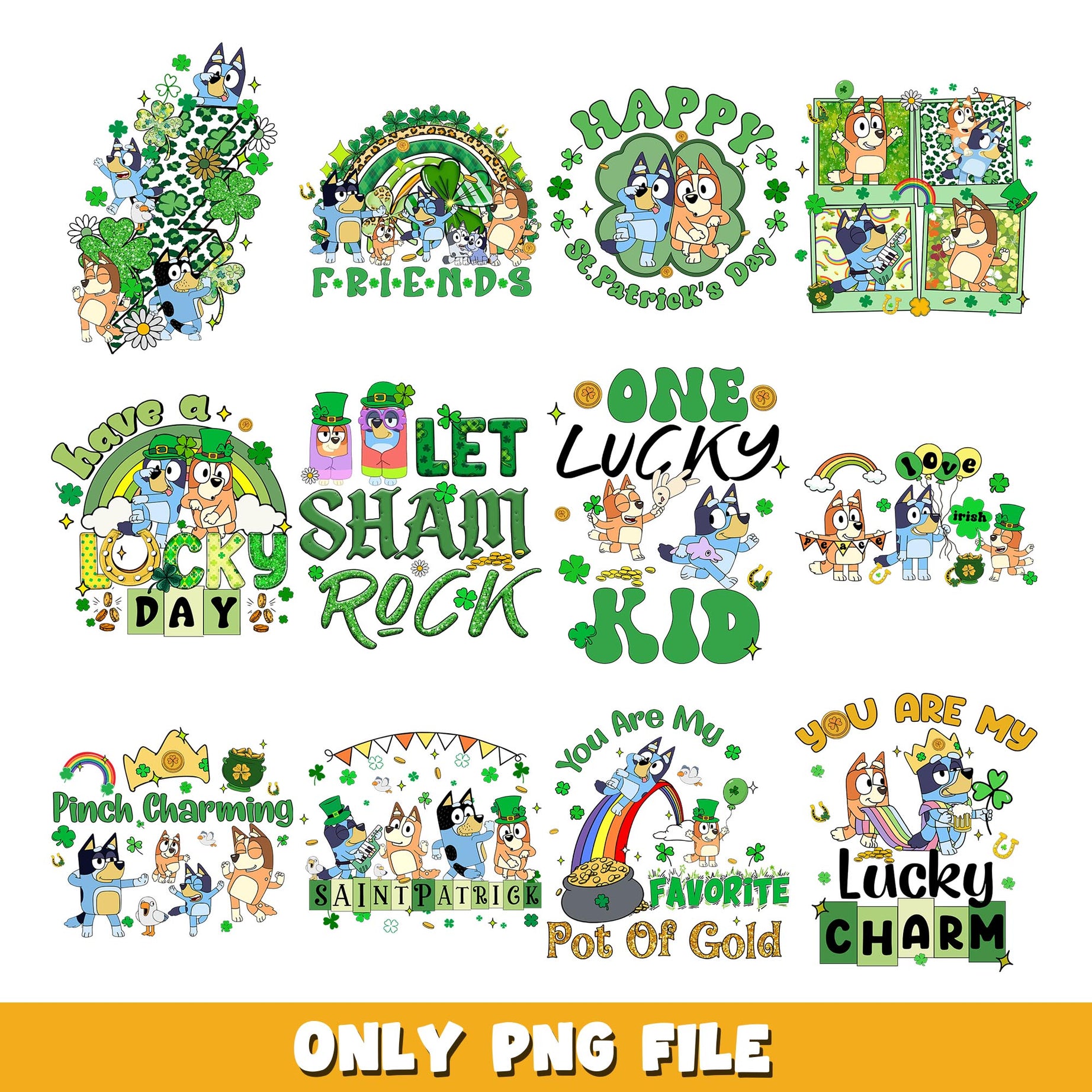 Bluey Patricks Day png, Bluey bundle png, cartoon png 