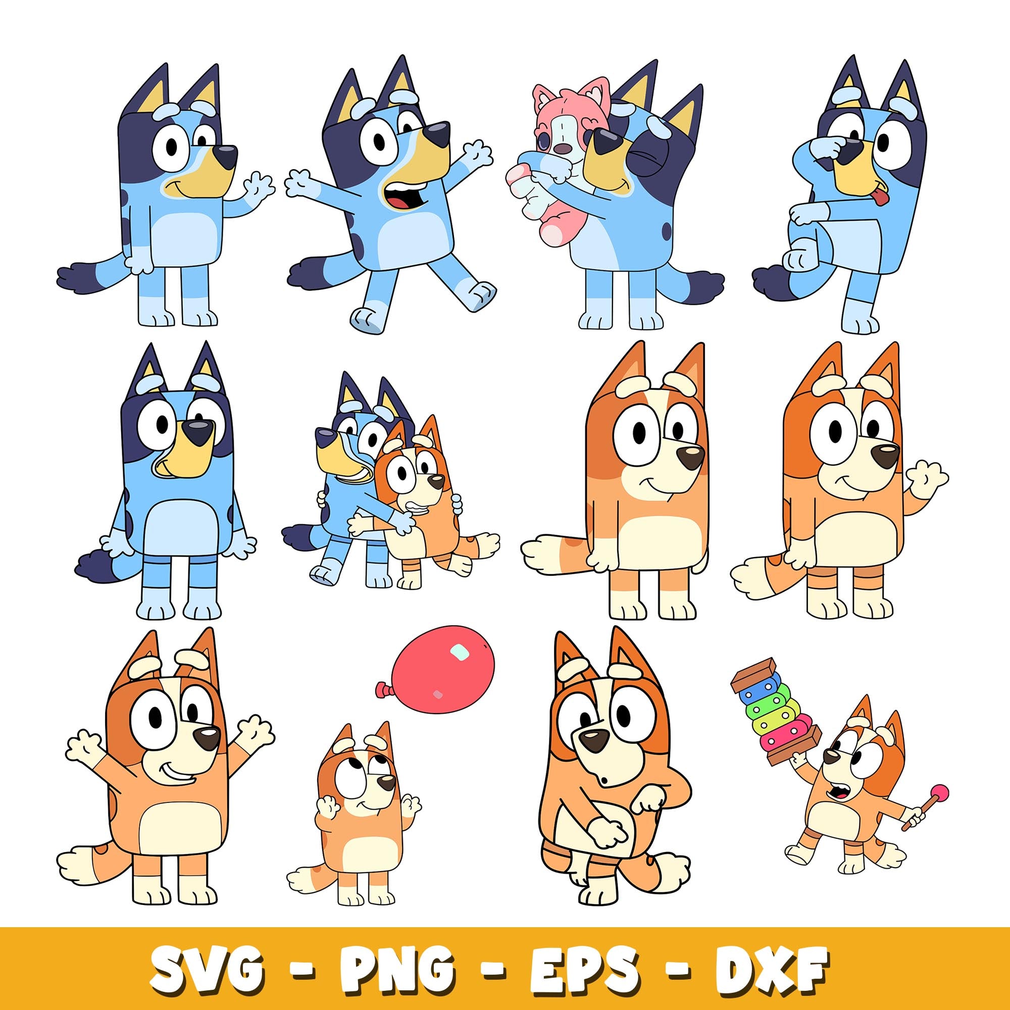 Bluey Heeler Family svg, Bluey bundle svg, Cartoon svg – DreamSVG Store