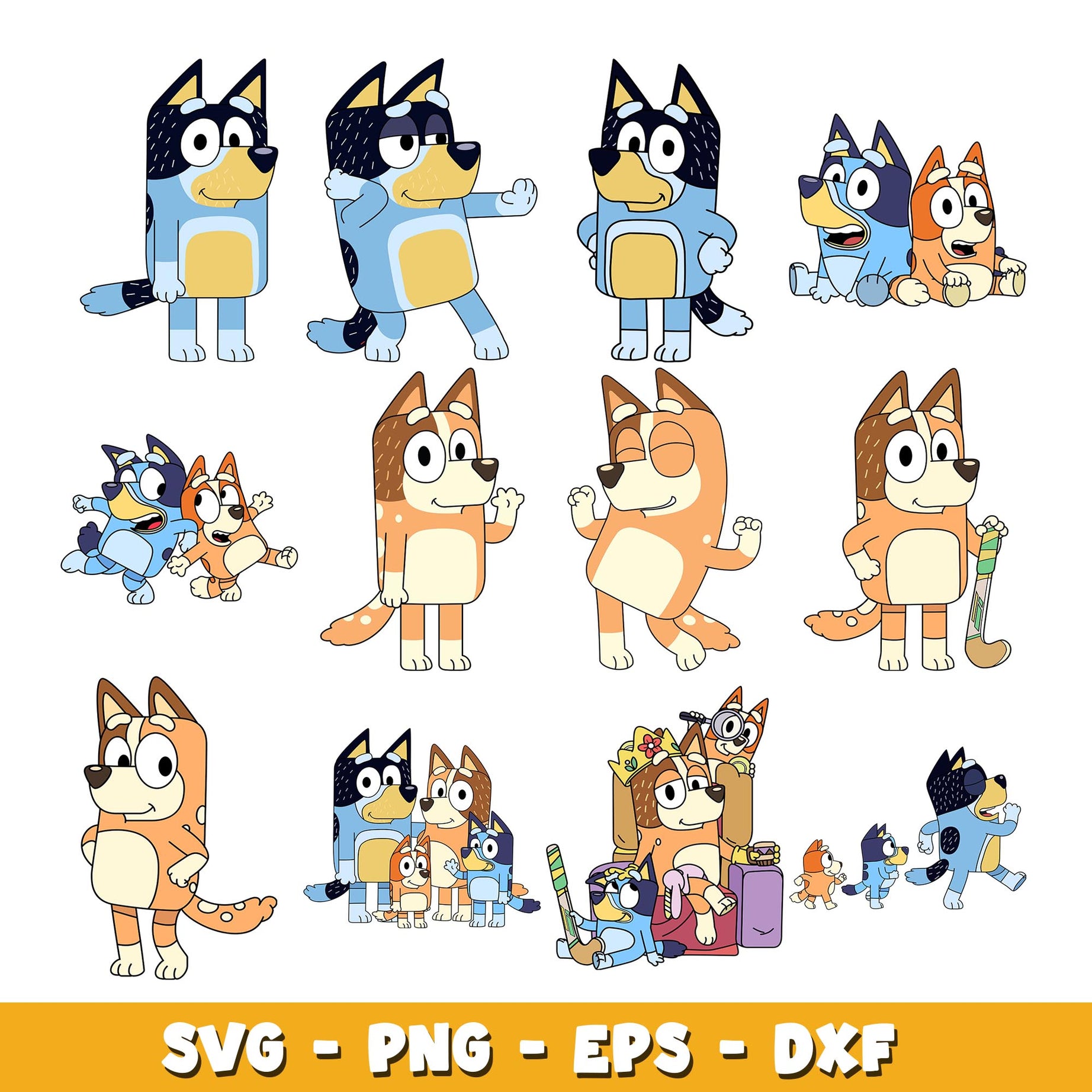 Bluey Family svg, Bluey bundle svg, Cartoon svg 